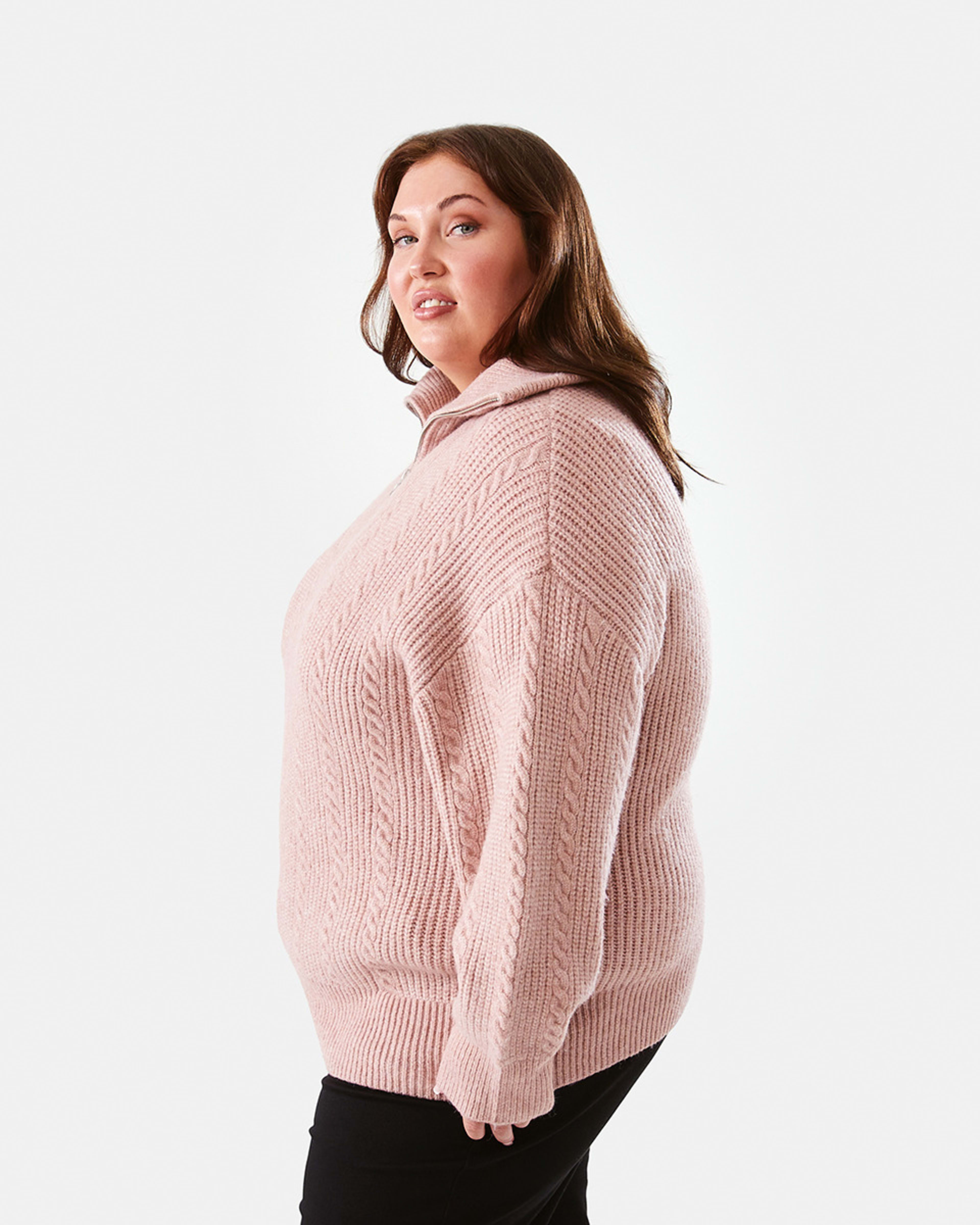 Curve Long Sleeve Quarter Zip Cable Jumper Kmart