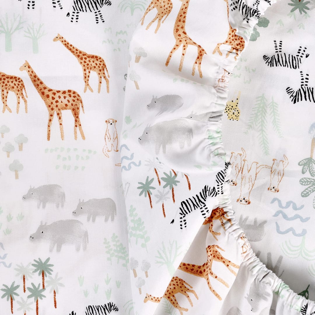 2 Pack Organic Cotton Fitted Cot Sheets Safari Kmart
