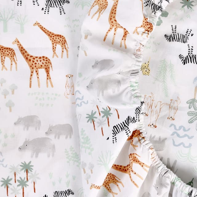 2 Pack Organic Cotton Fitted Cot Sheets Safari Kmart