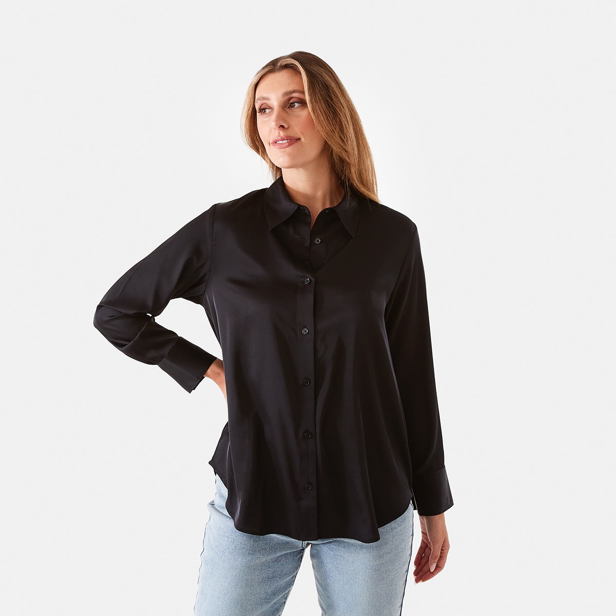 Long Sleeve Satin Shirt - Kmart