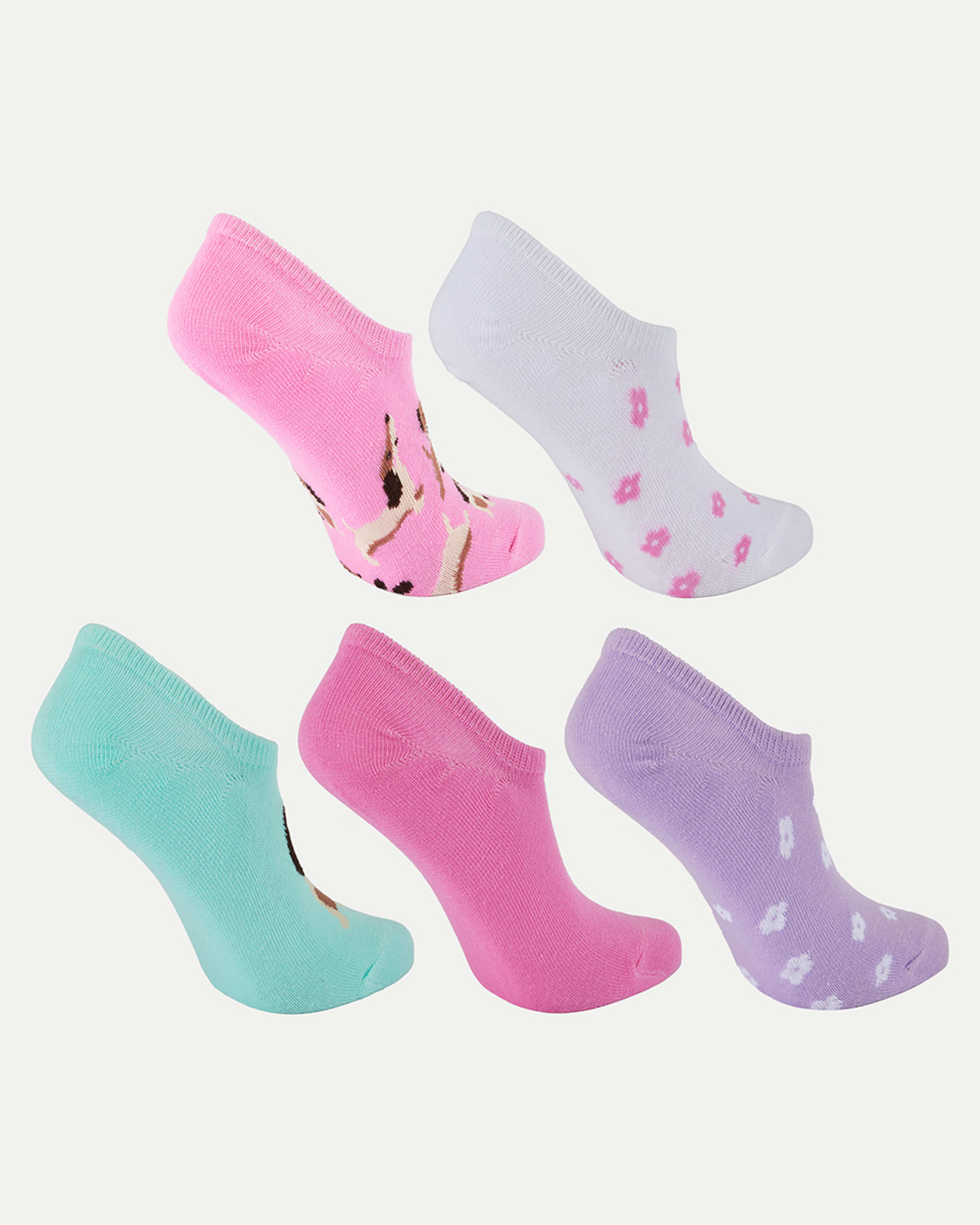 2 5 Pack Jacquard Sneaker Socks Dachshund, 2 of 3