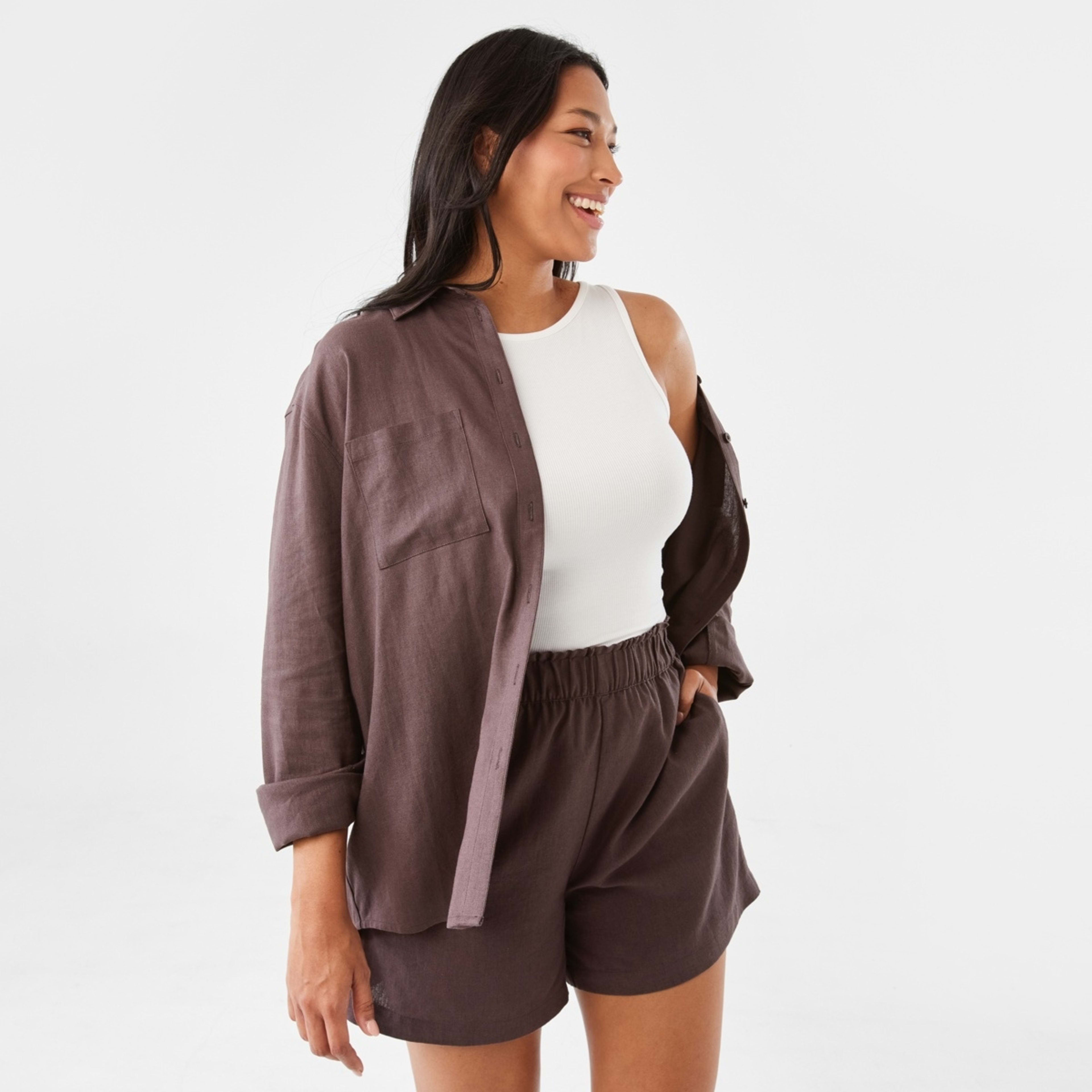 10 Long Sleeve Linen Blend Shirt Espresso, 10 of 11