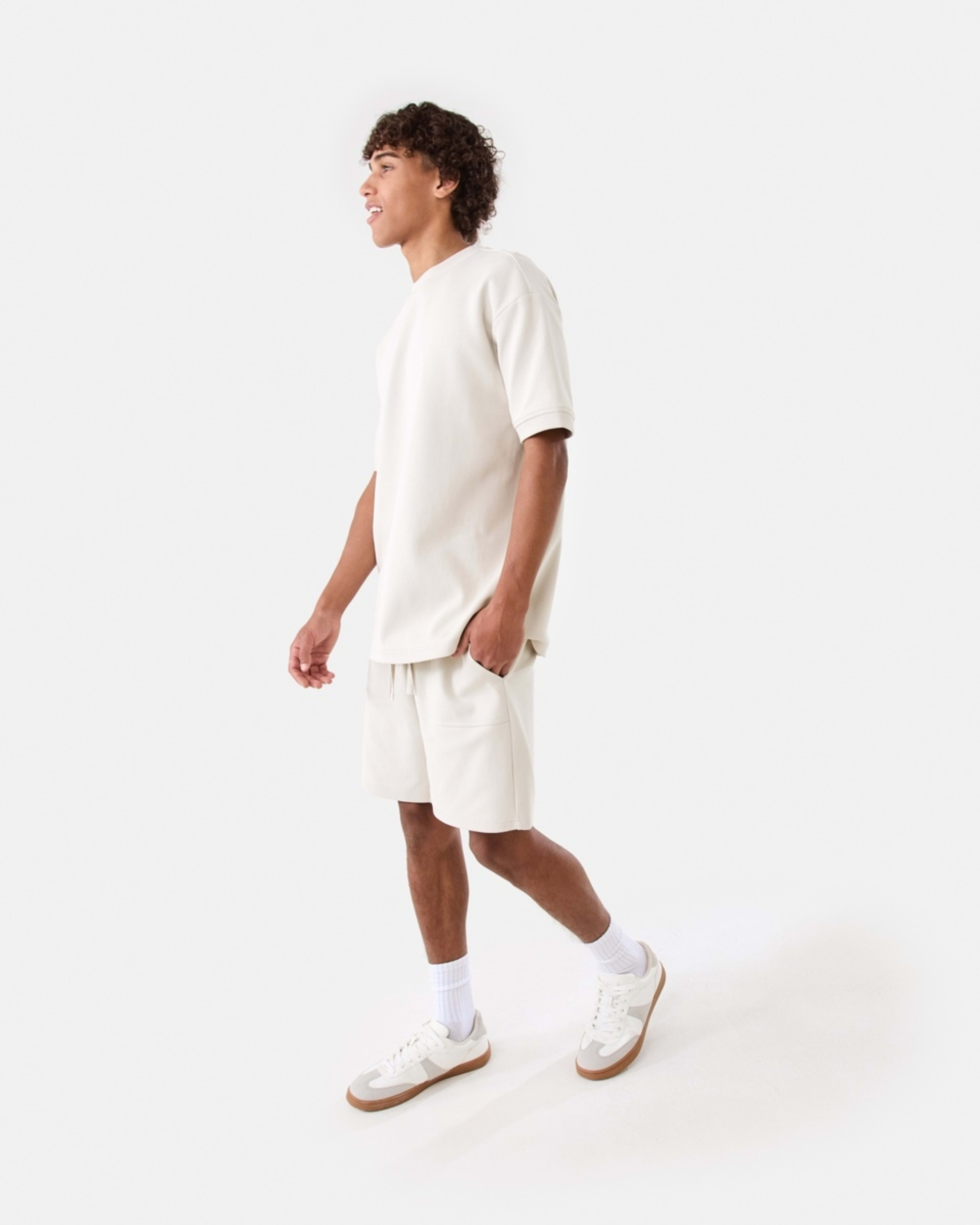 3 Elastic Waist Interlock Knit Shorts DUNE, 3 of 7