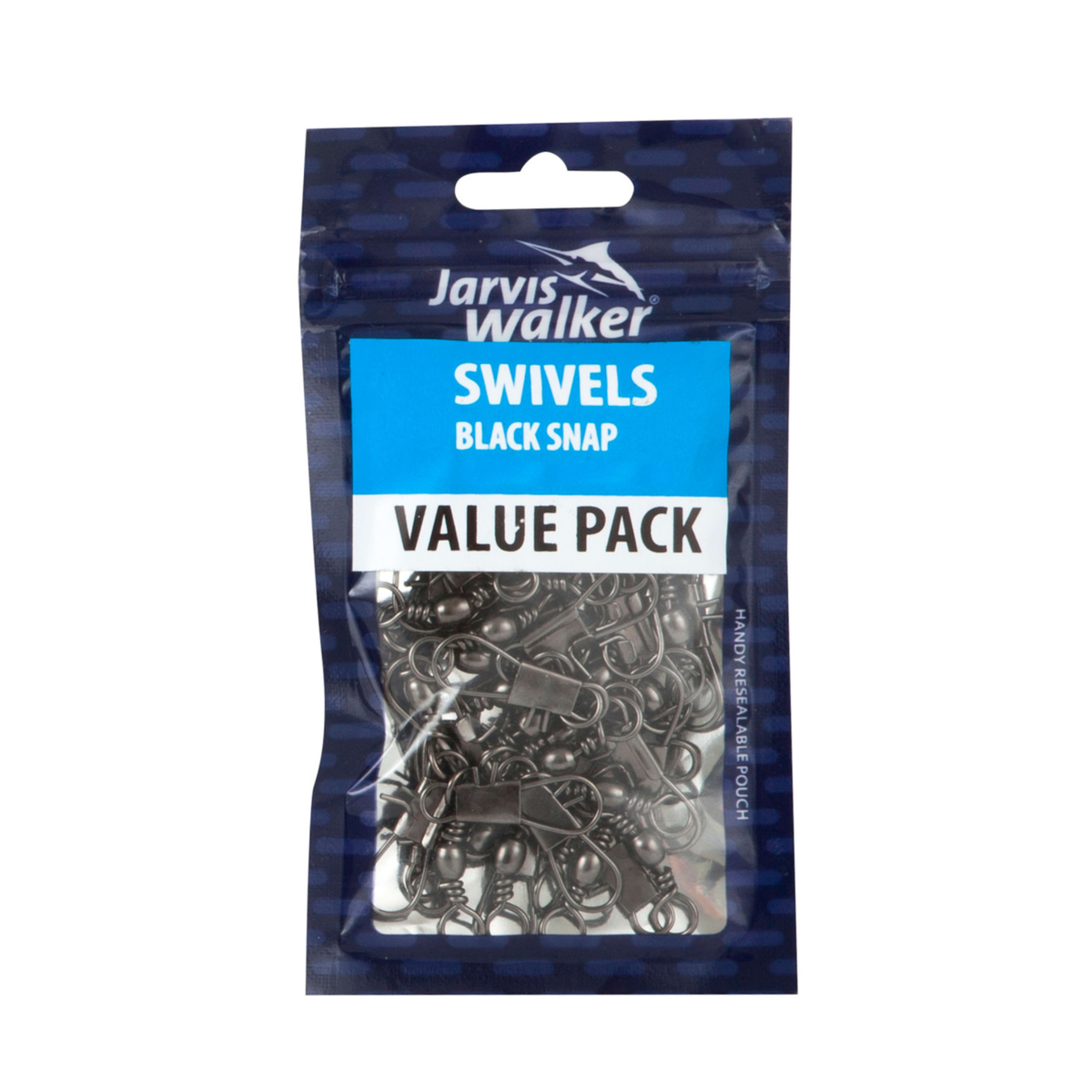1 30 Pack Jarvis Walker Black Snap Bulk Pack Swivels - Size 6
