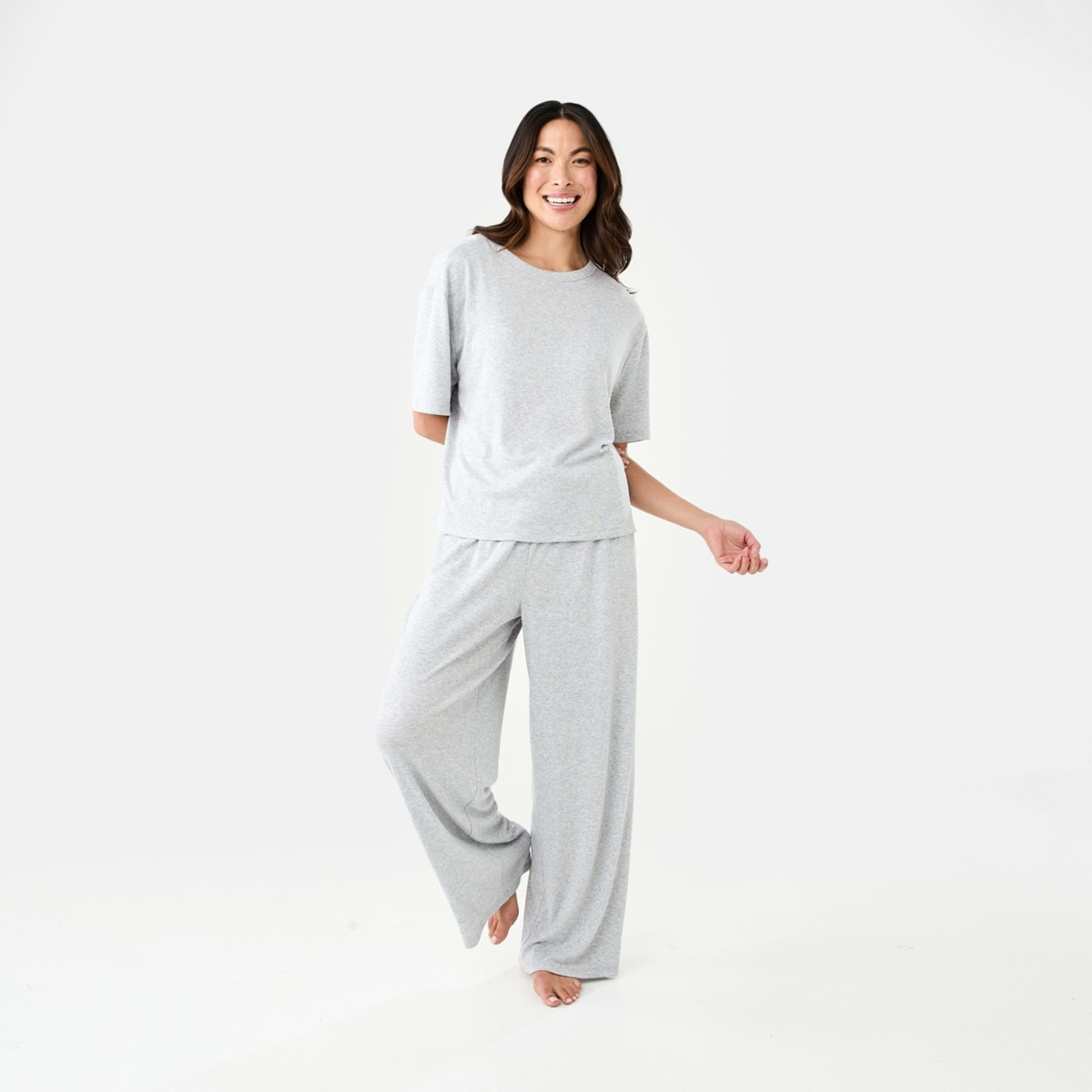 6 Rib Wide Leg Comfort Pants Slvr Marle, 6 of 6