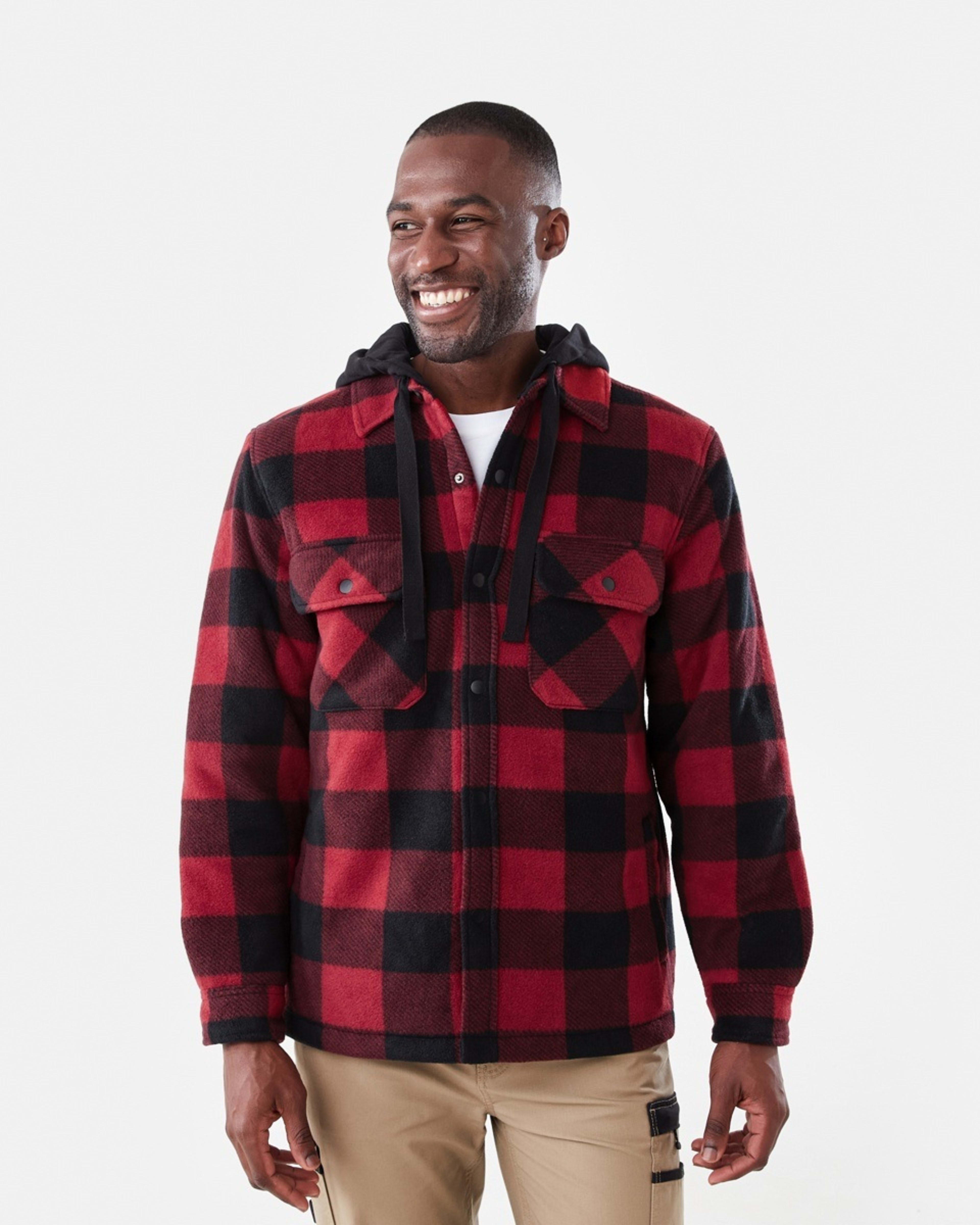 2 Workwear Padded Industrial Jacket Red Check, 2 of 8
