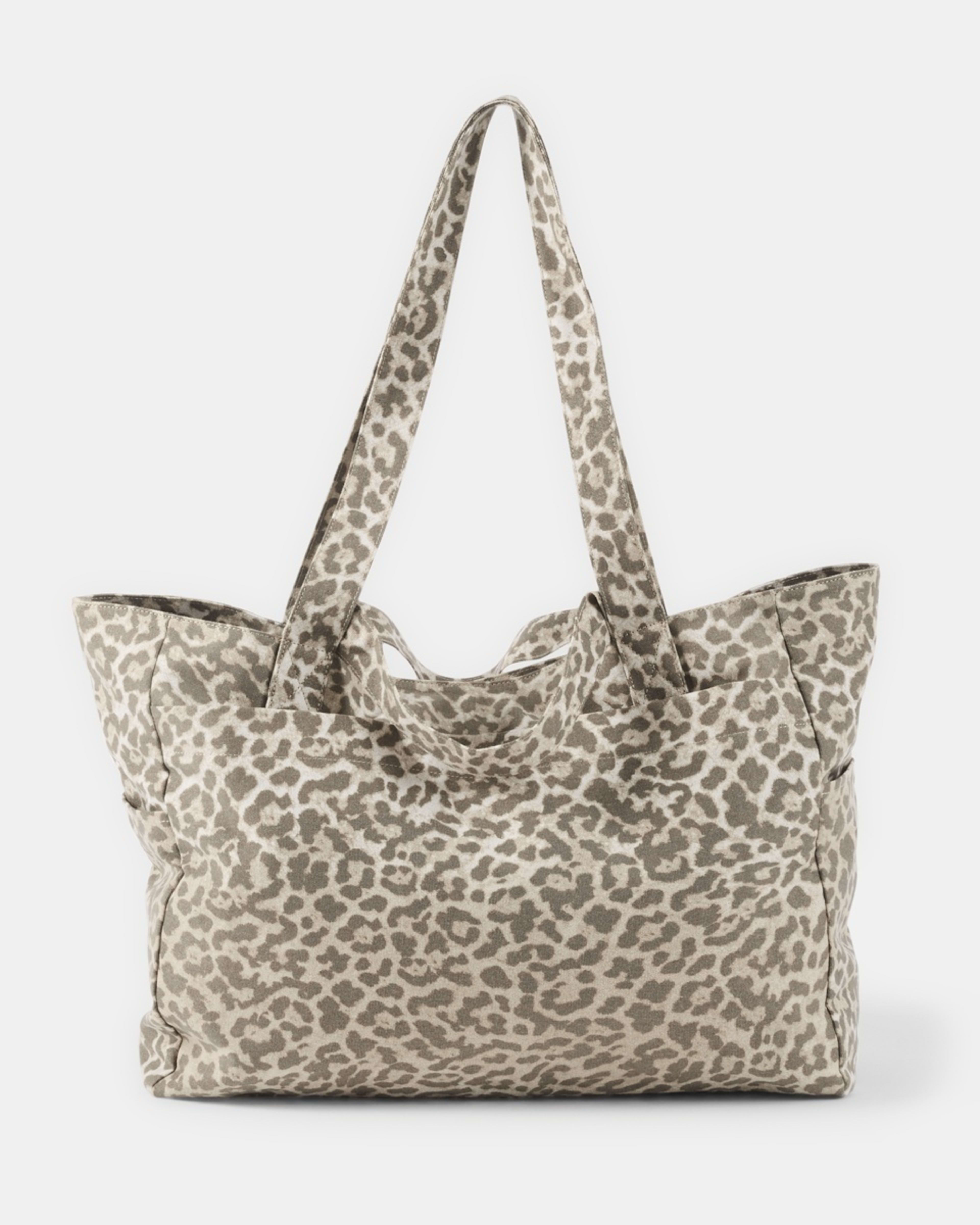 1 Woven Oversized Tote Leopard, 1 of 5