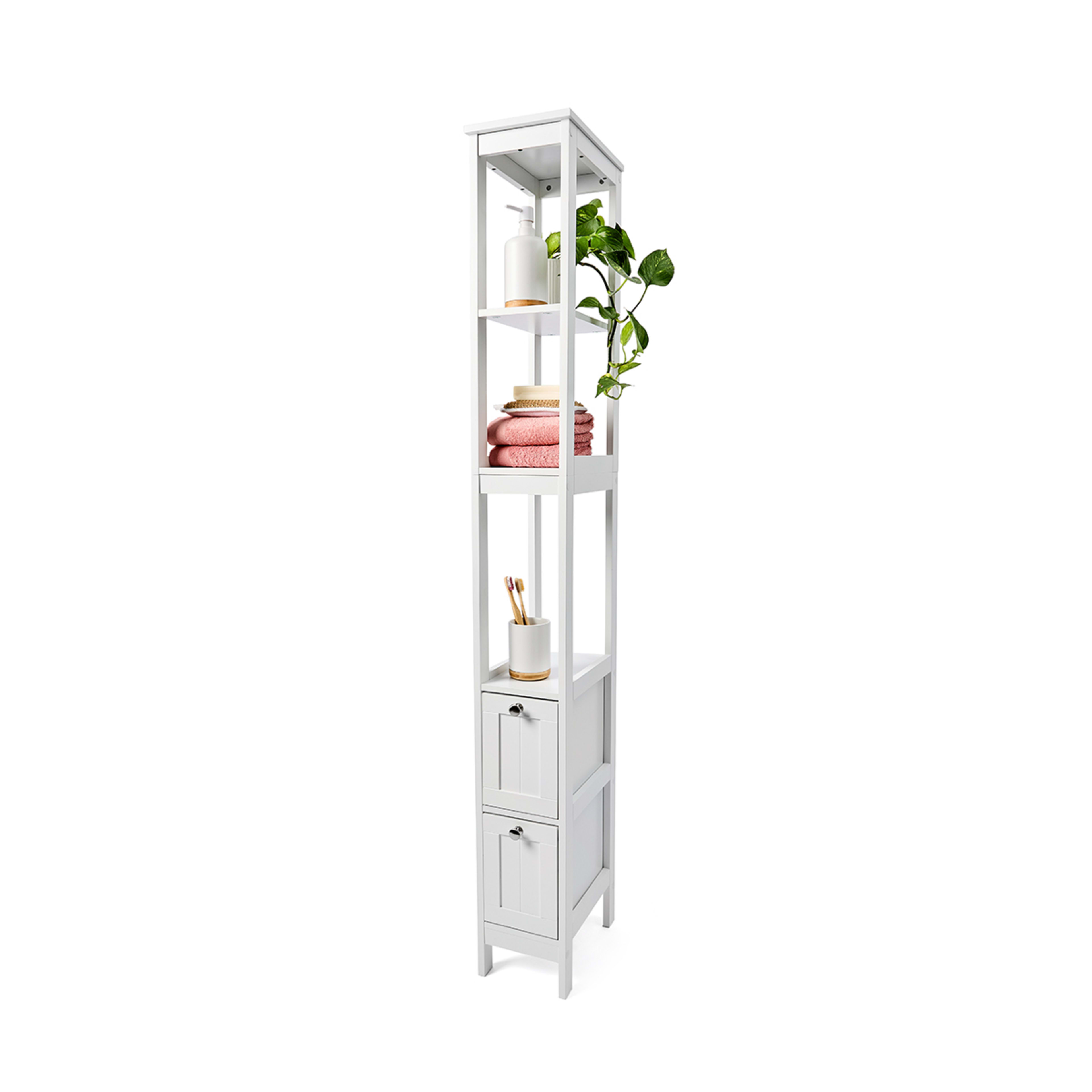 1 Panelled Slim 5 Tier Unit - White