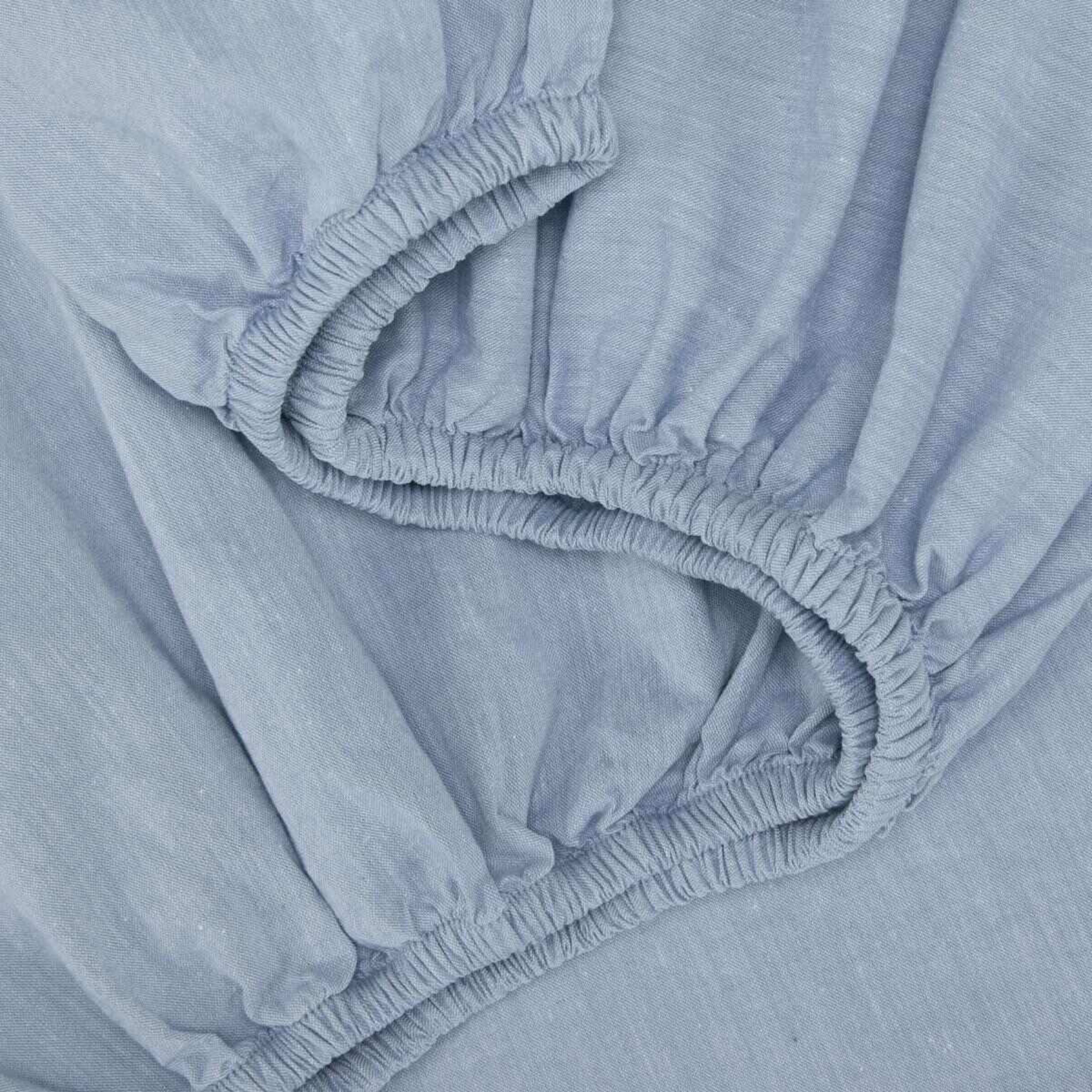 3 Stonewashed Chambray Cotton Sheet Set - King Bed, Denim, 3 of 7