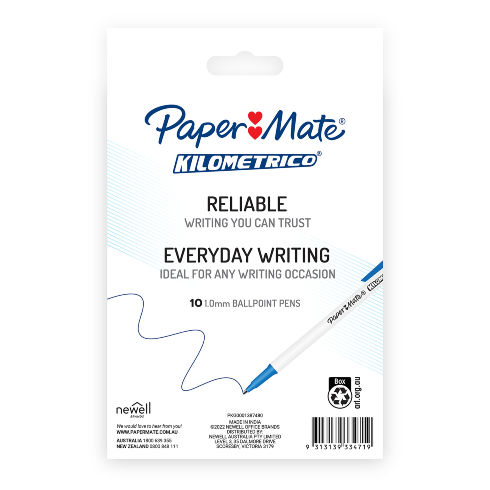 10 Pack Paper Mate Kilometrico Ballpoint Pens Multi Colour Kmart