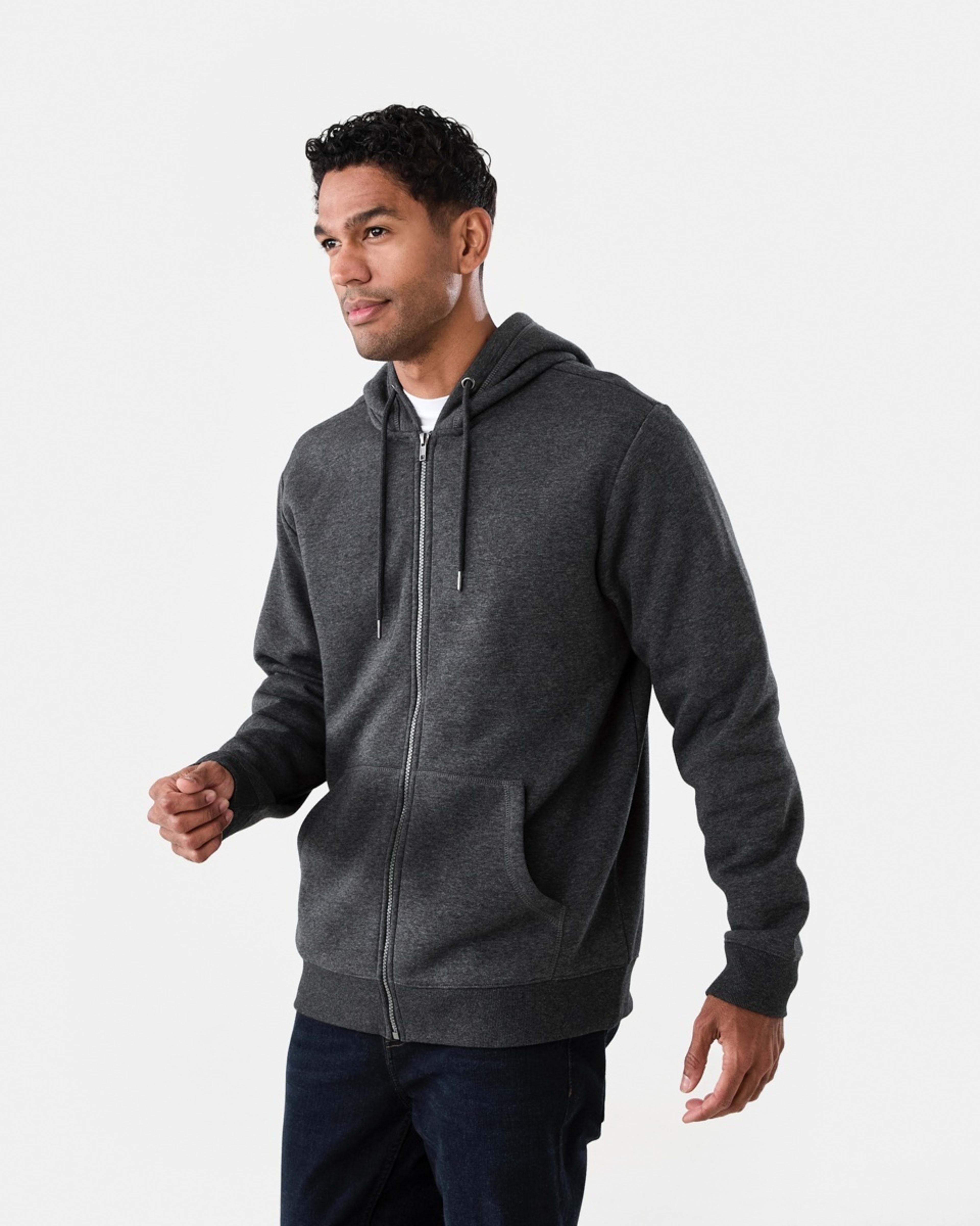 3 Comfort Zip Through Hoodie Charcoal Marle, 3 of 7