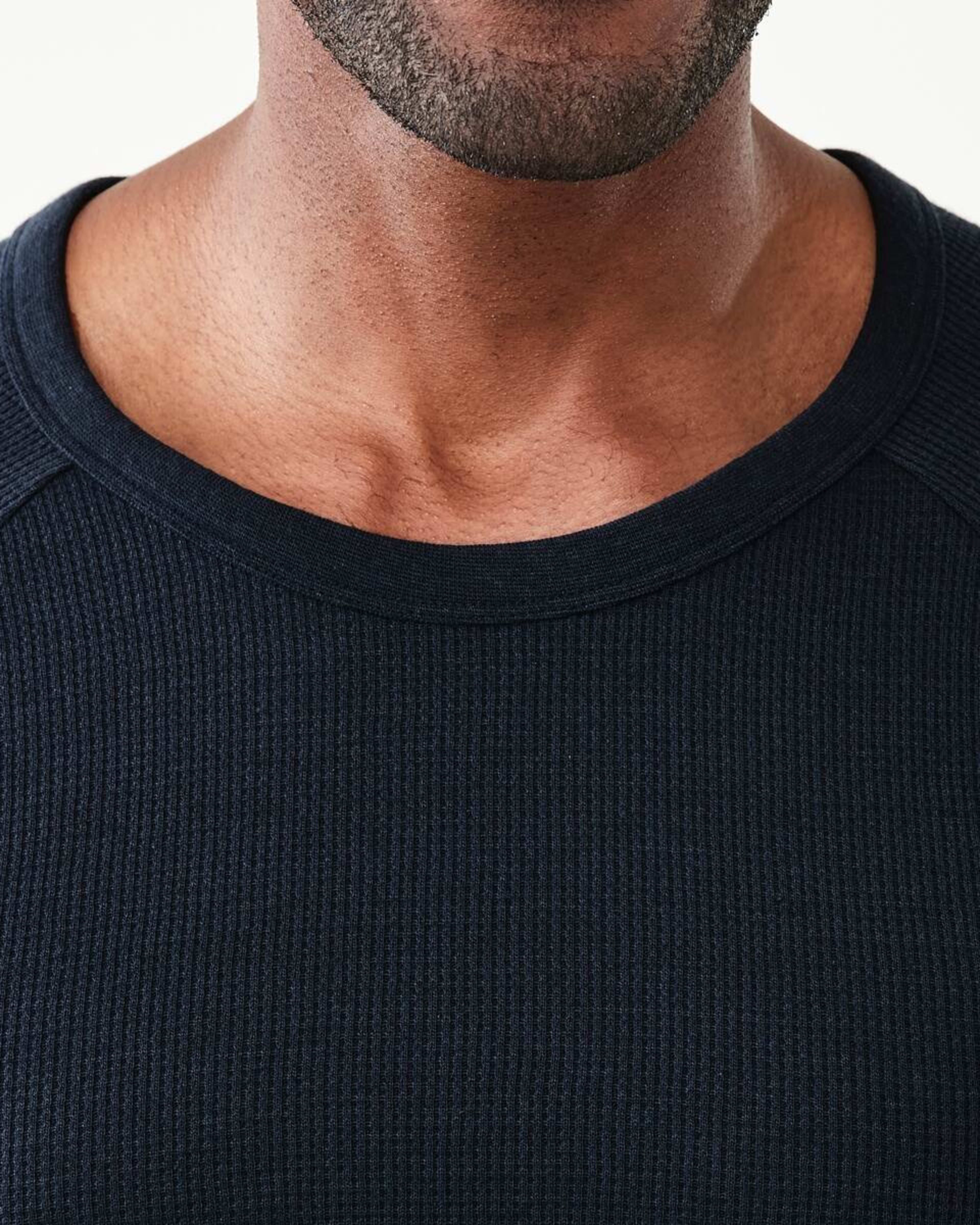 5 Long Sleeve Mini Waffle Thermal Top Blue Nights, 5 of 5