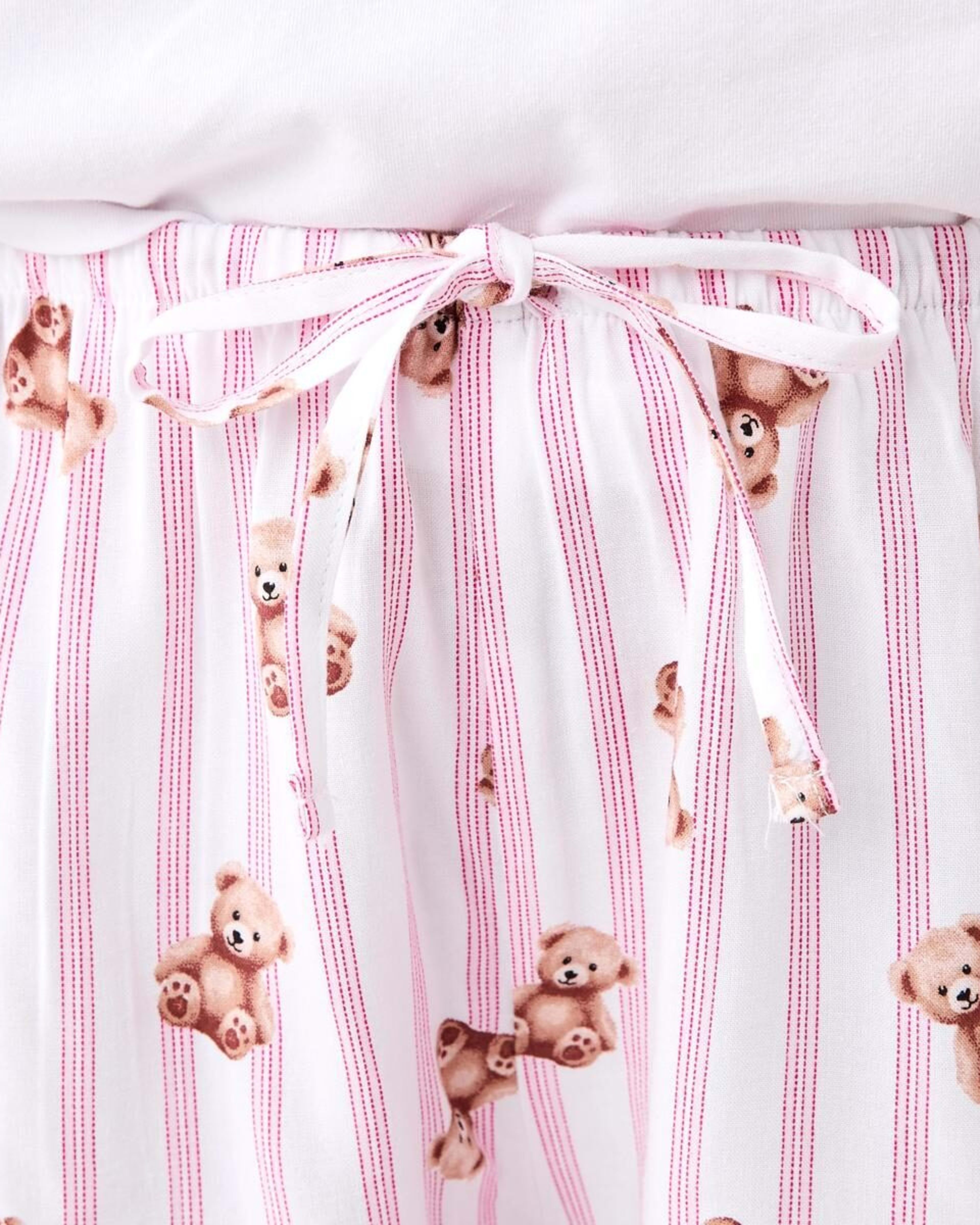 6 Print Knit T-shirt and Woven Shorts Pyjama Set BOW BEAR WHITE, 6 of 8