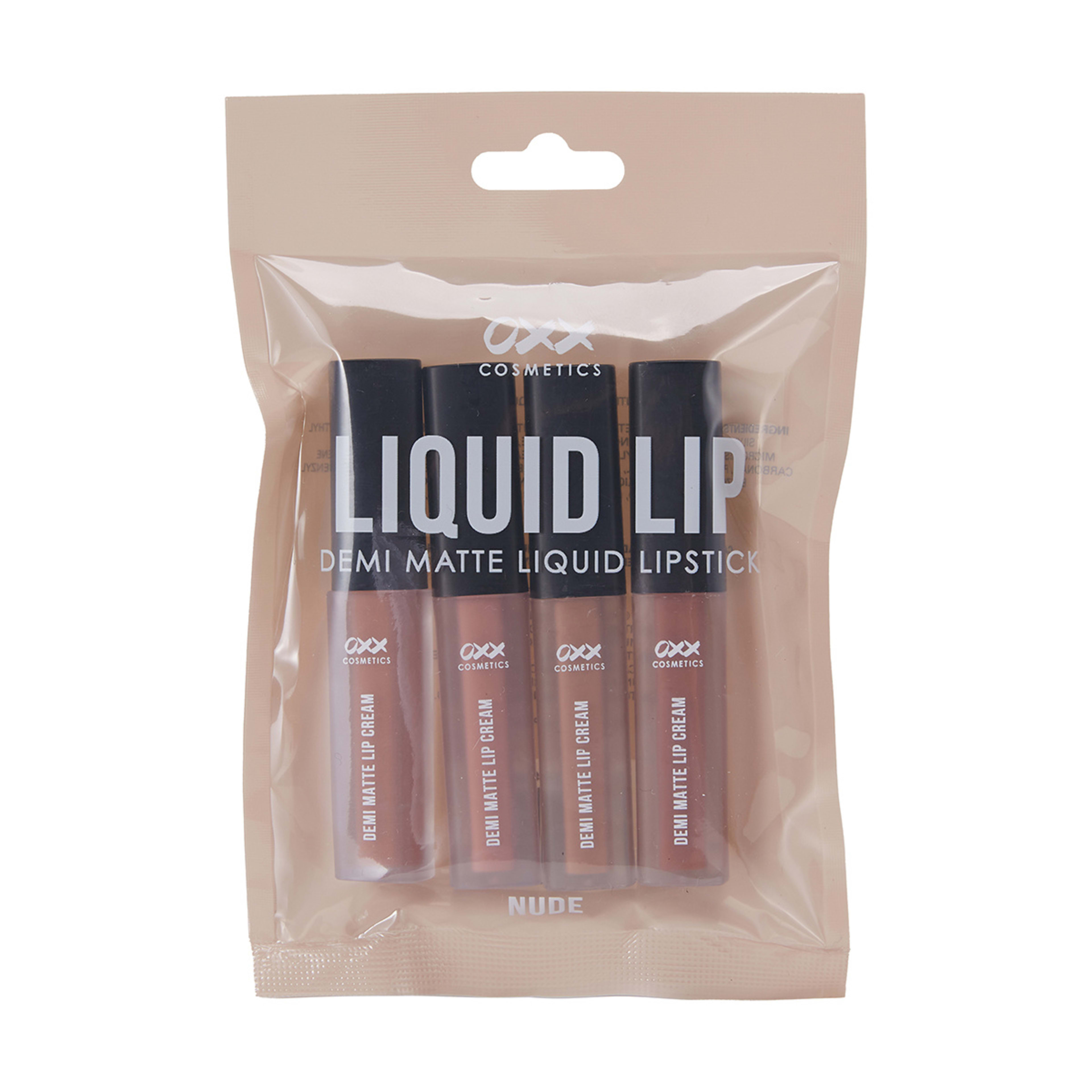 1 OXX Cosmetics 4 Piece Liquid Lip Demi Matte Liquid Lipstick - Nude, 1 of 7