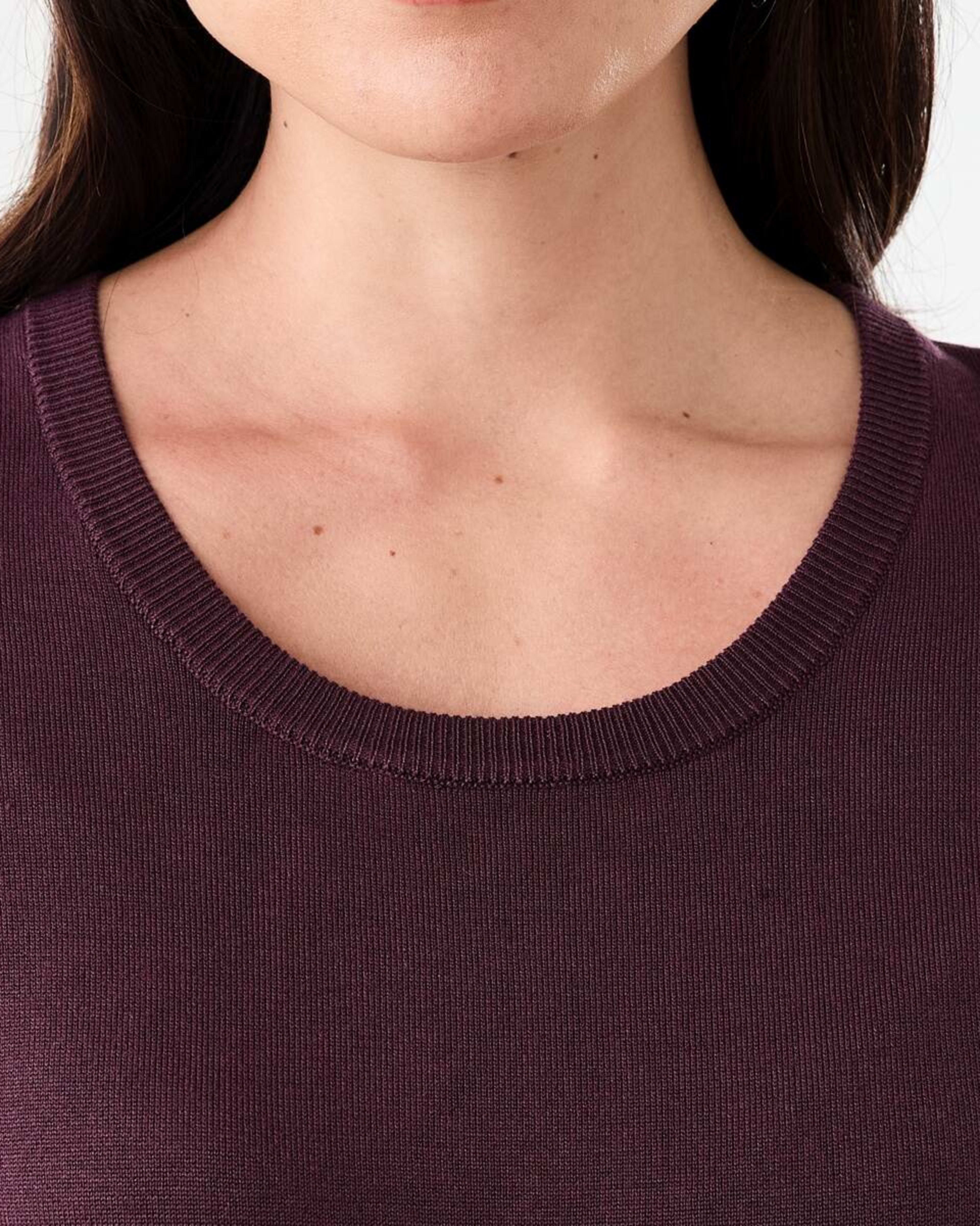 5 Short Elbow Sleeve Scoop Neck Top Mulberry, 5 of 6