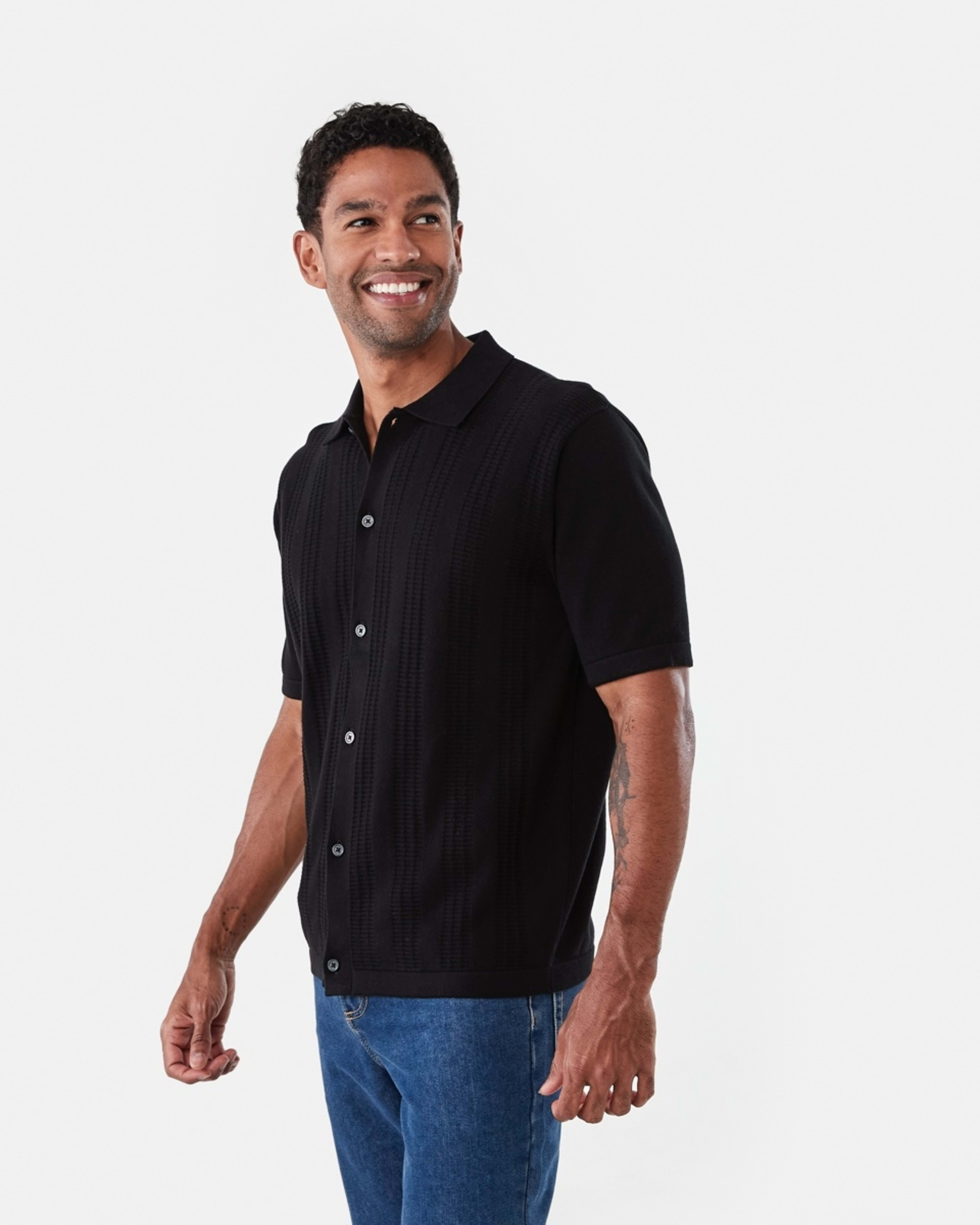 2 Short Sleeve Knit Shirt Black, 2 of 6