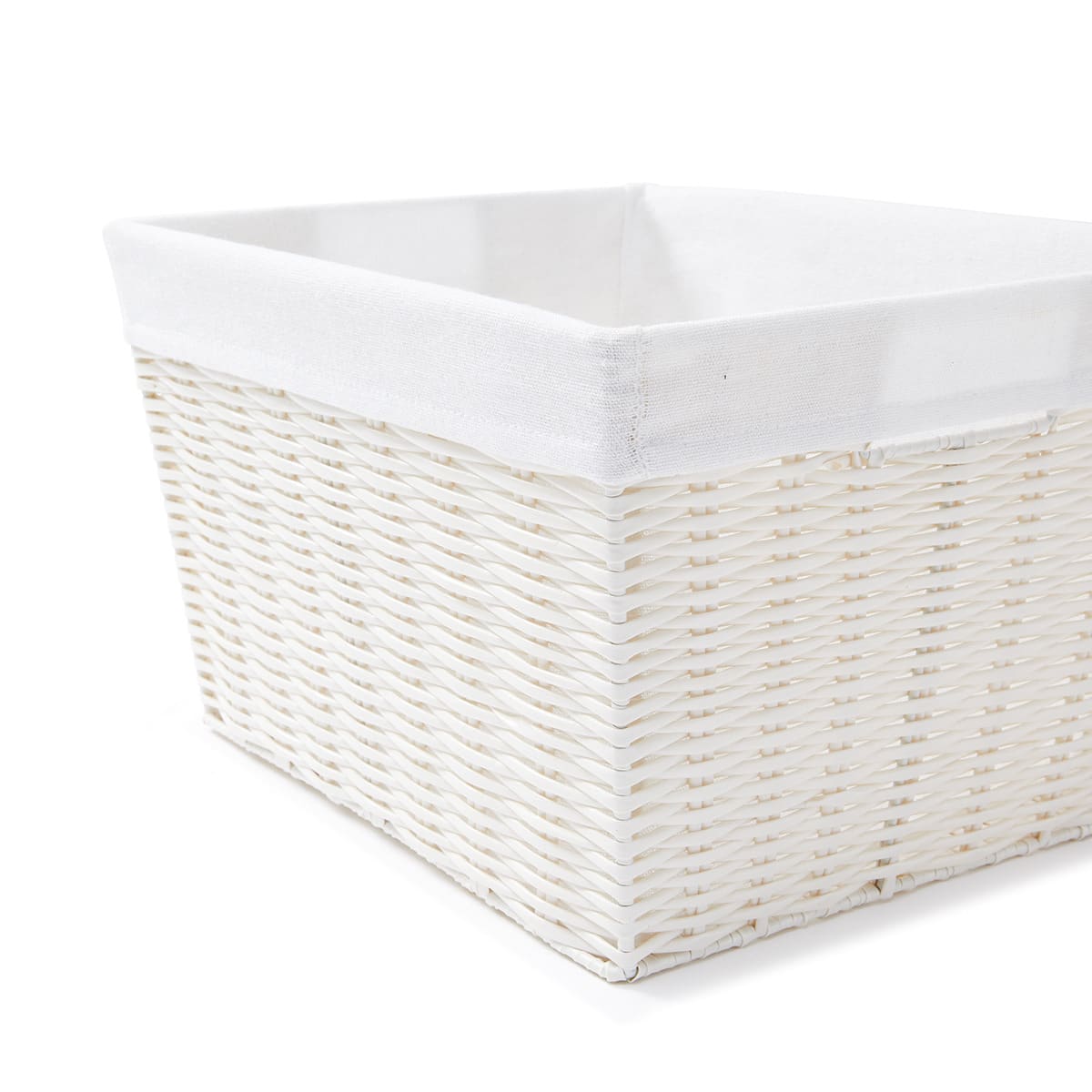 Rattan Look Basket with Liner Medium, White Kmart NZ