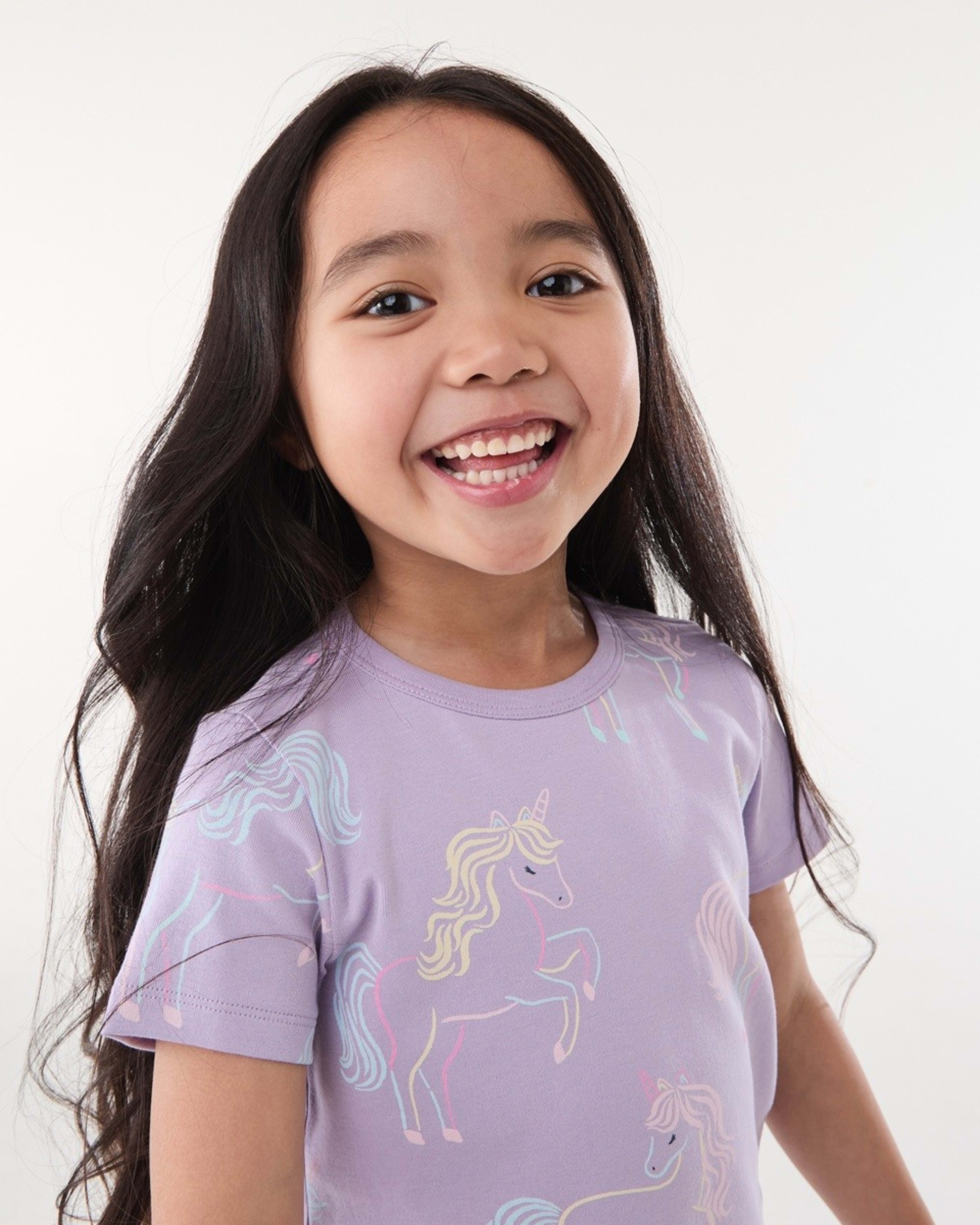 3 Short Sleeve Ribbed Pyjama Set PURPLE UNICORN, 3 of 6