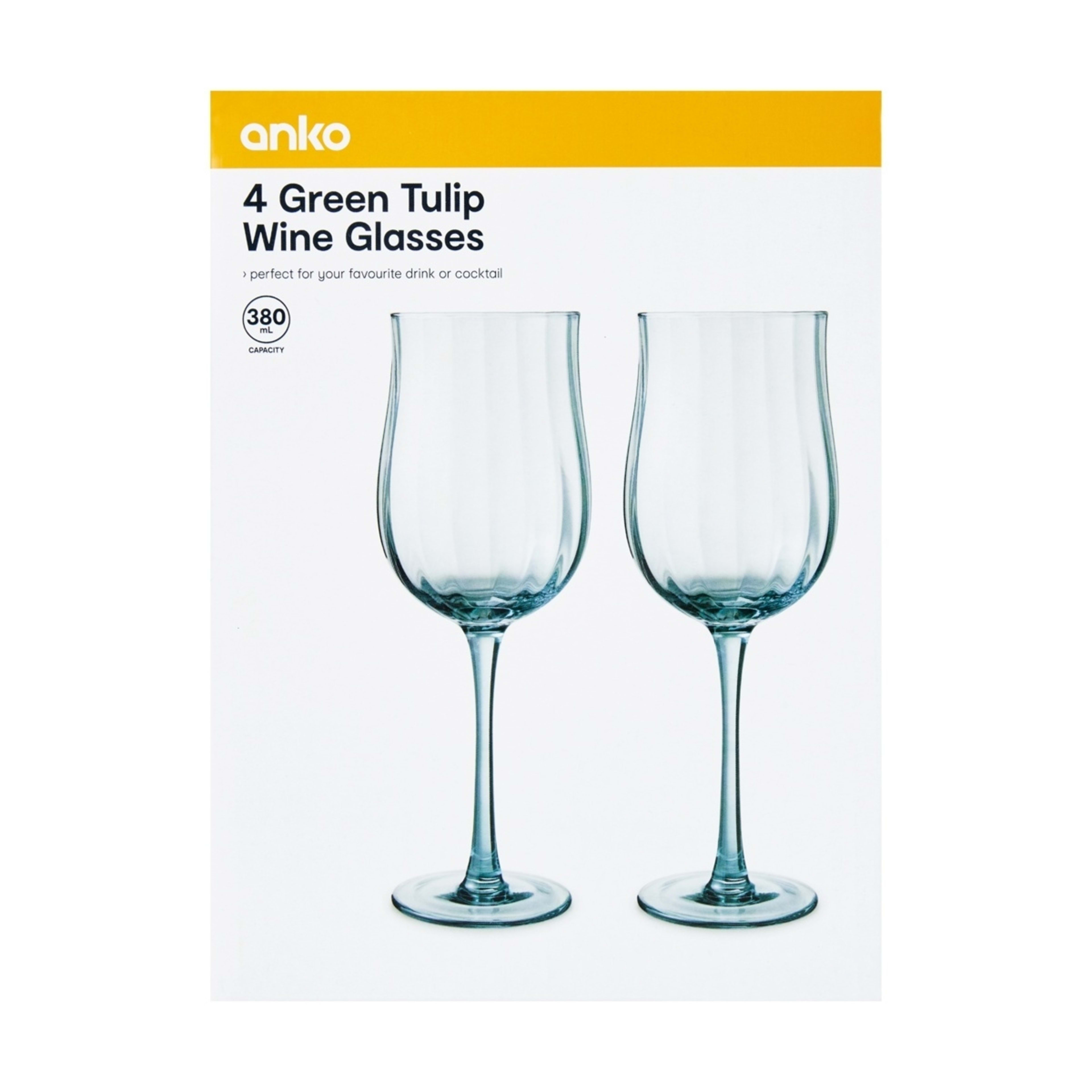 6 4 Green Tulip Wine Glasses, 6 of 7