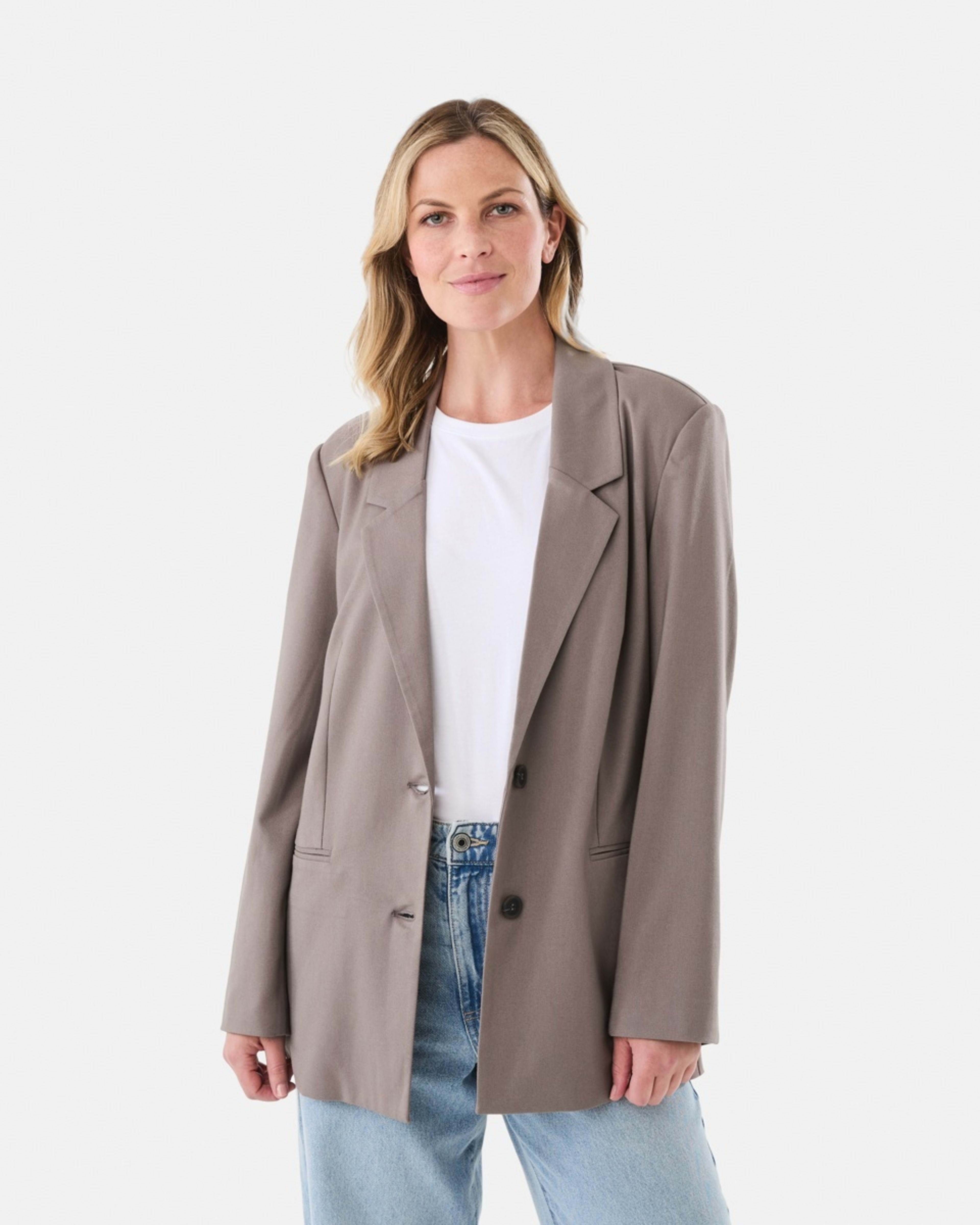 1 Relaxed Blazer Taupe Brn