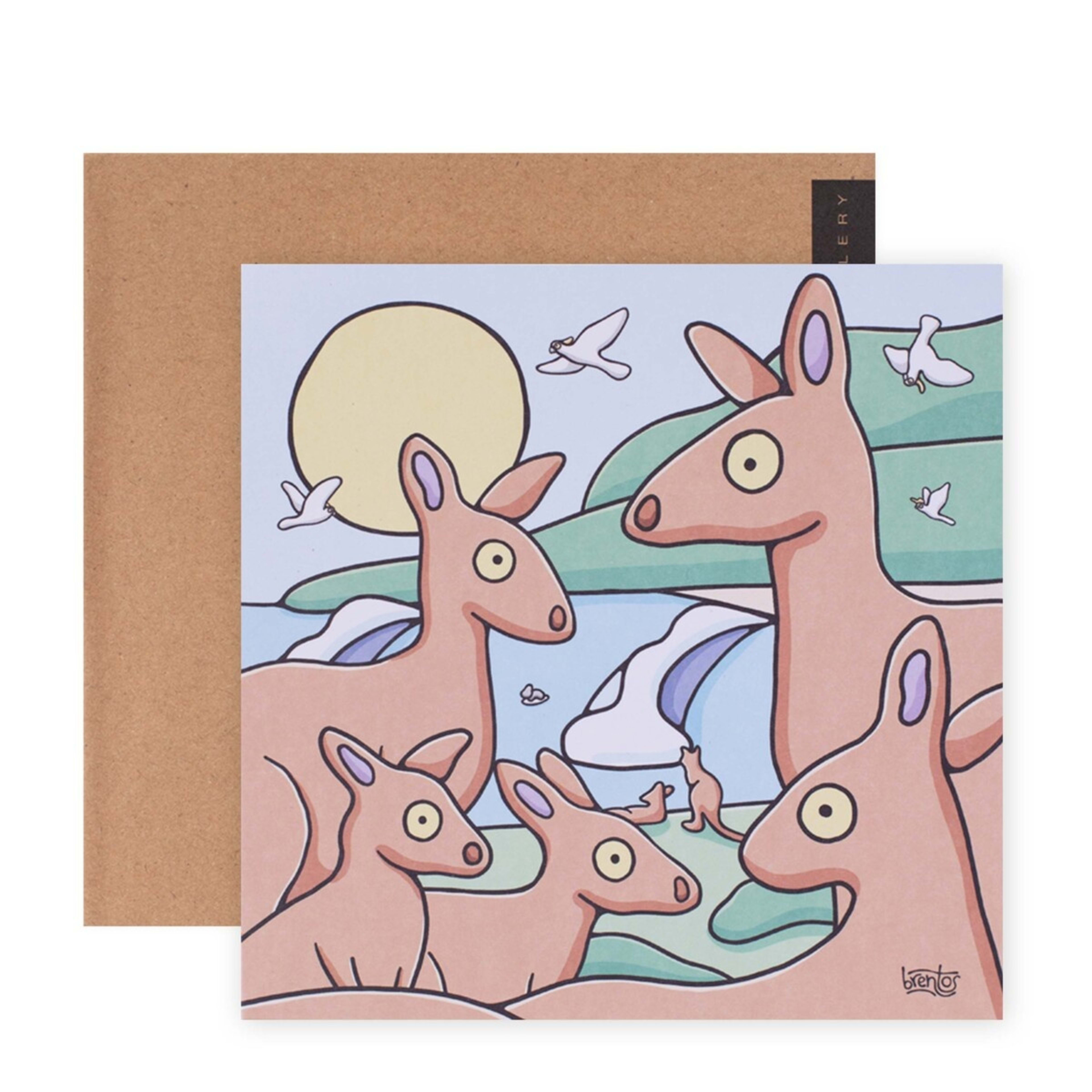 1 Hallmark x Brentos Gallery Blank Greeting Card - Kangaroos