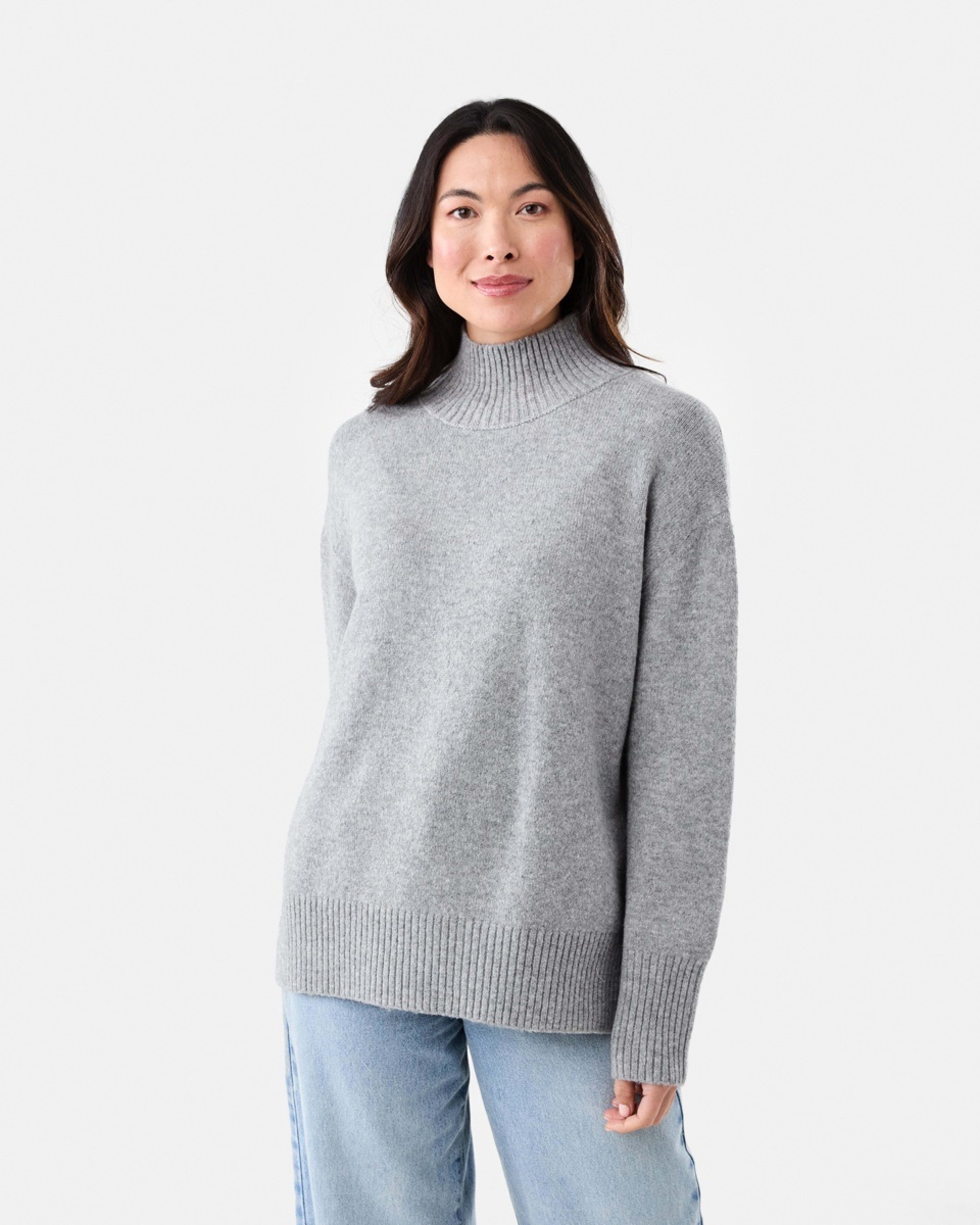 2 Funnel Split Hem Jumper Char Marle, 2 of 7