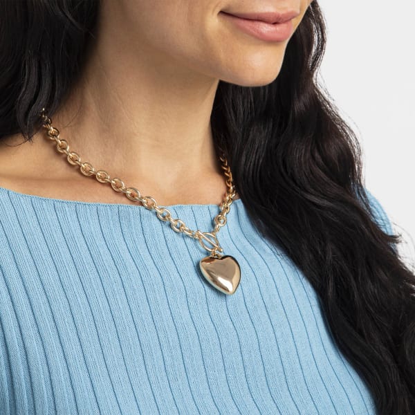 Heart Chain Necklace - Gold Look