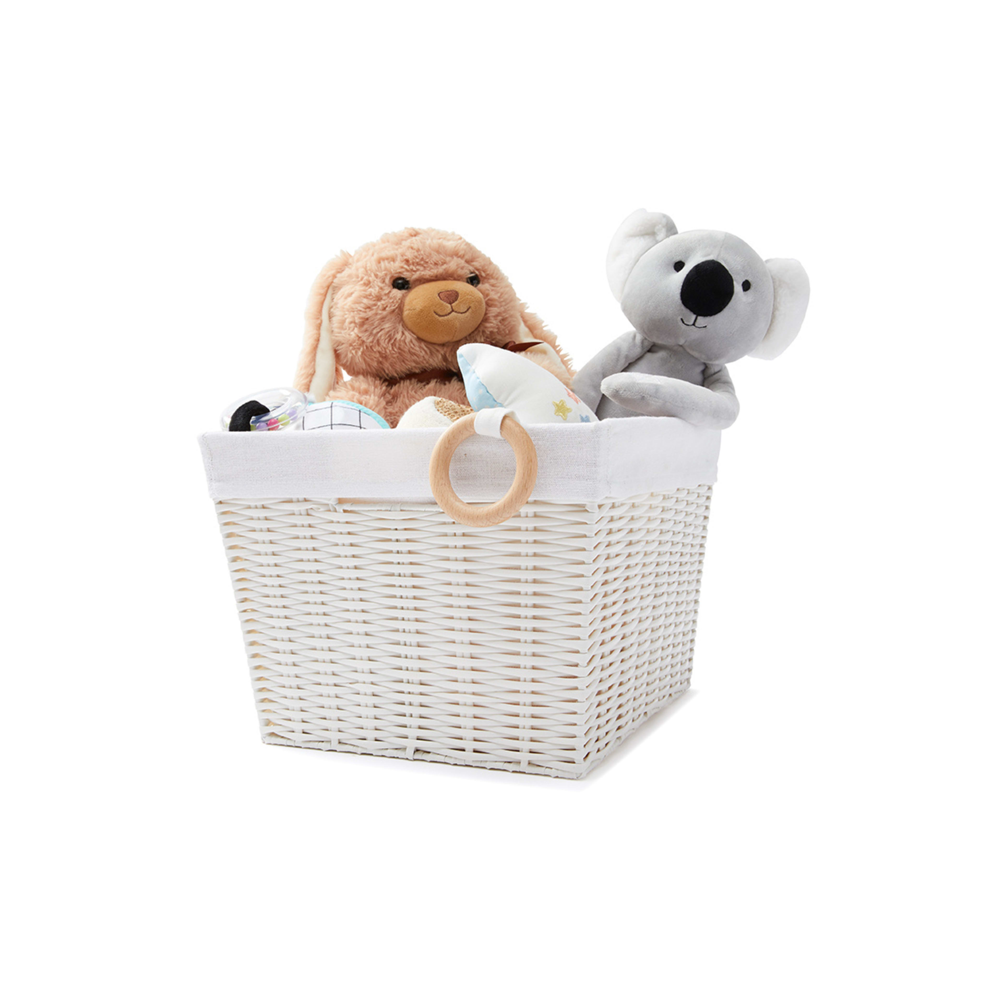 Rattan Look Basket with Liner Medium, White Kmart