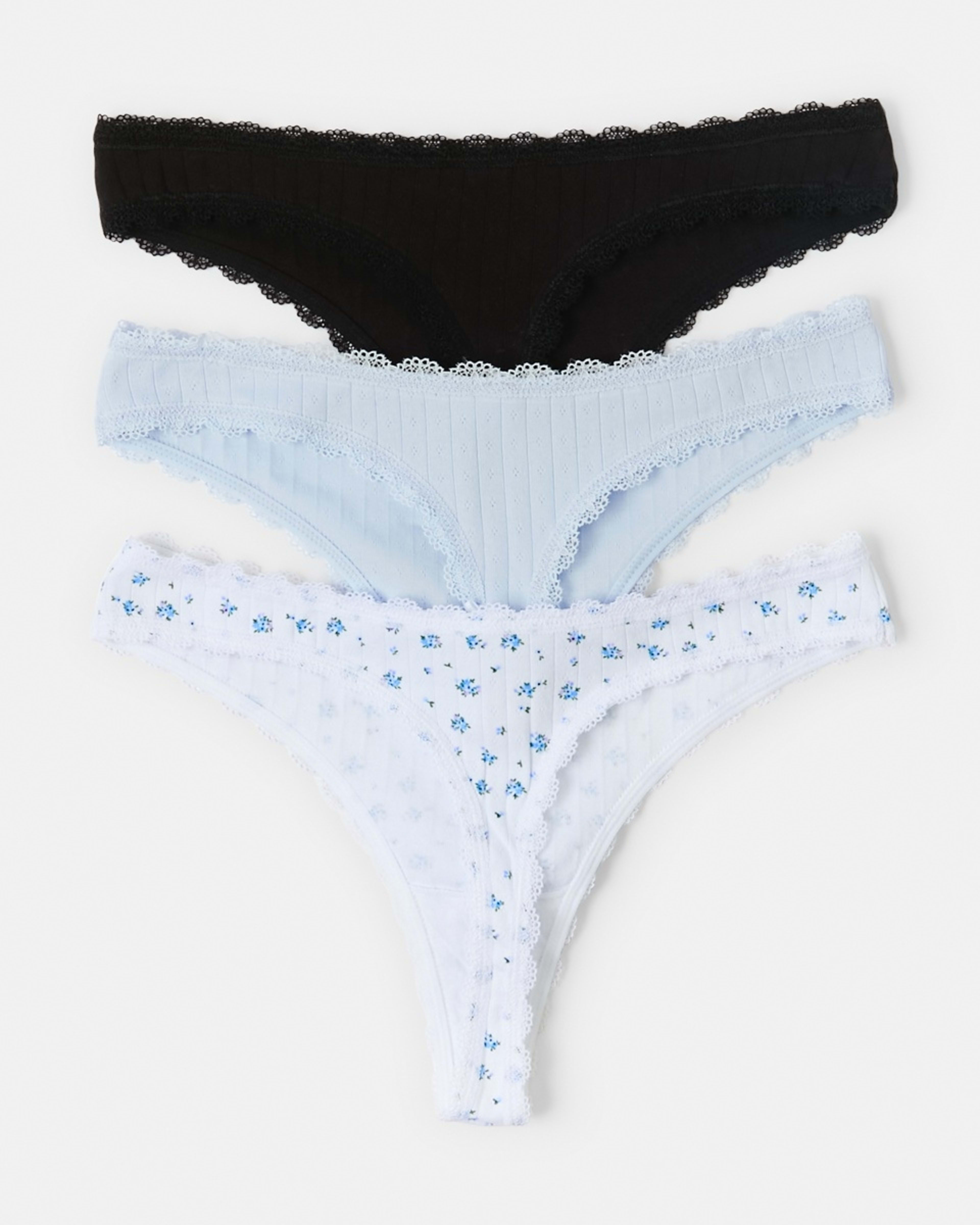 2 3 Pack Pointelle G-String Briefs Dtsy H Pk, 2 of 8