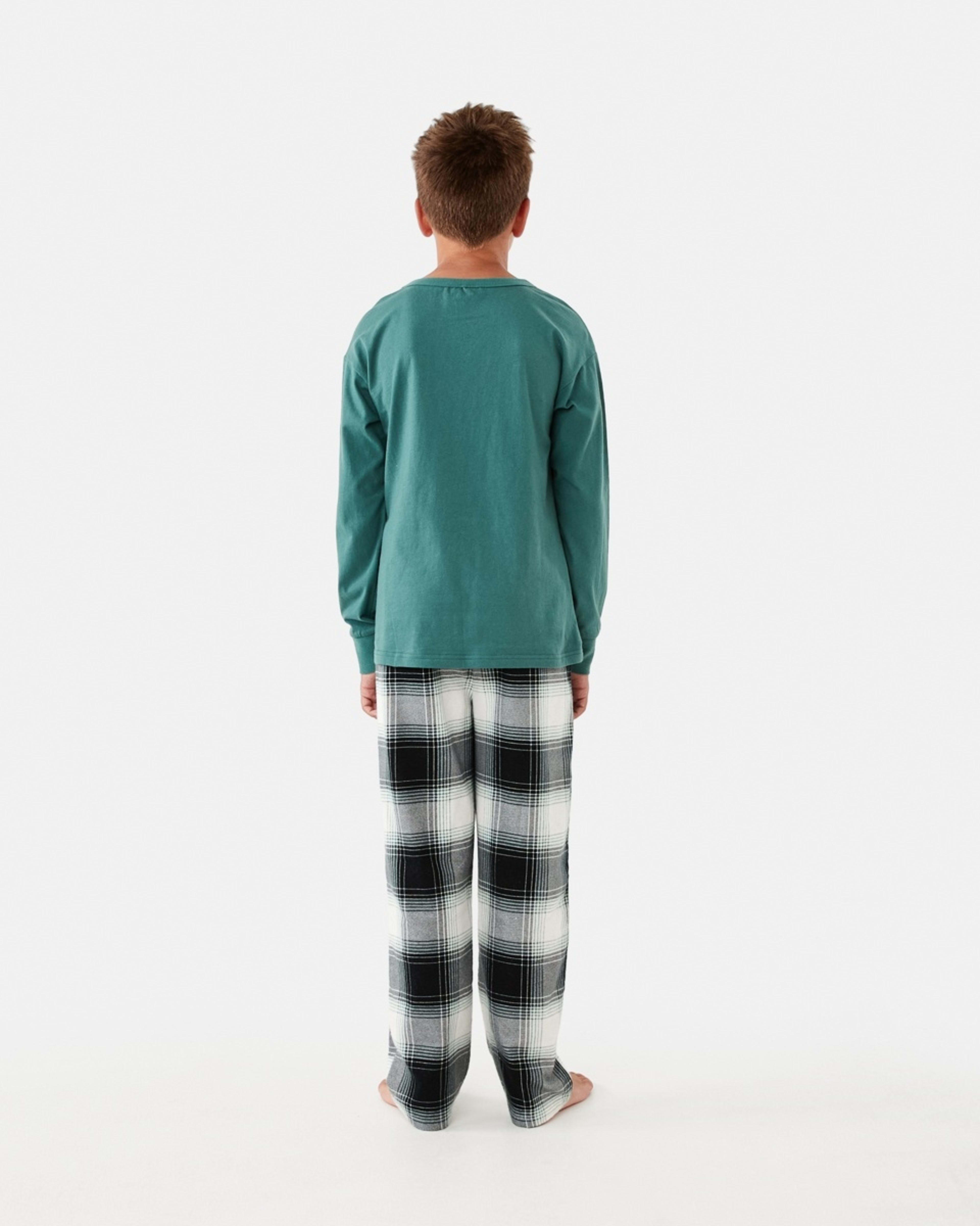 2 Knit Flannel Pyjama Set Blk Check, 2 of 10