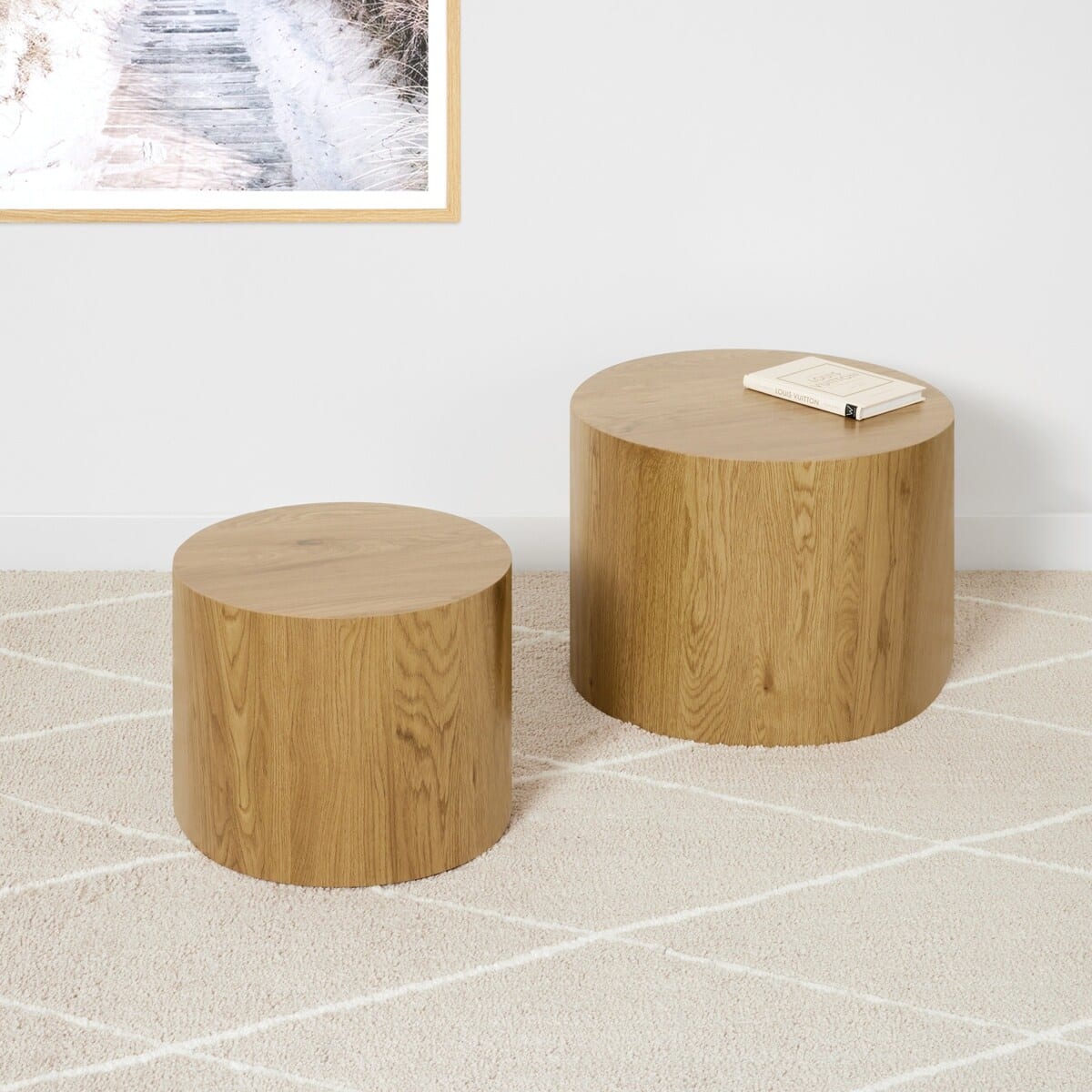 Set of 2 oak look tables hotsell