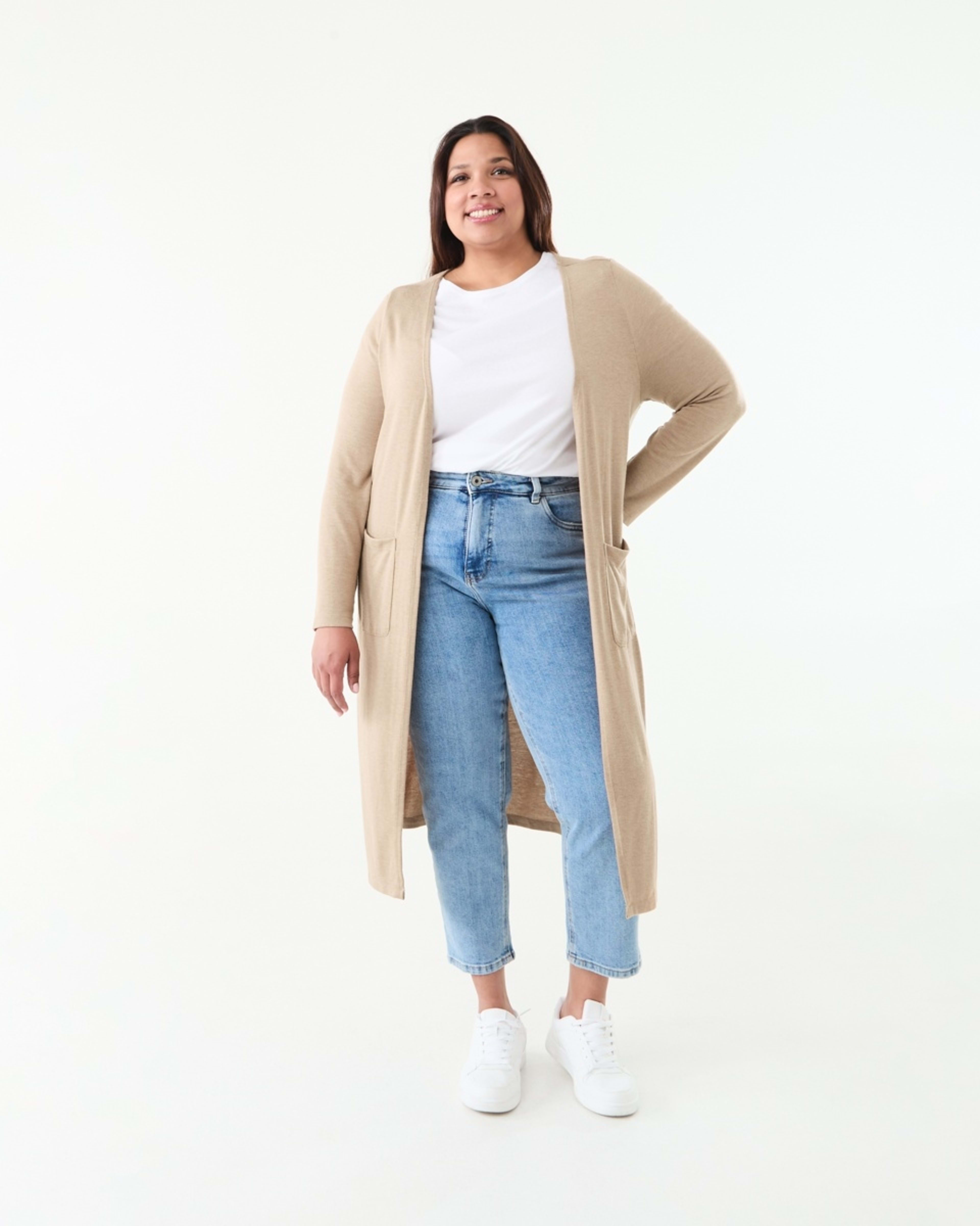 1 Curve Longline Pocket Cardigan Sandstone