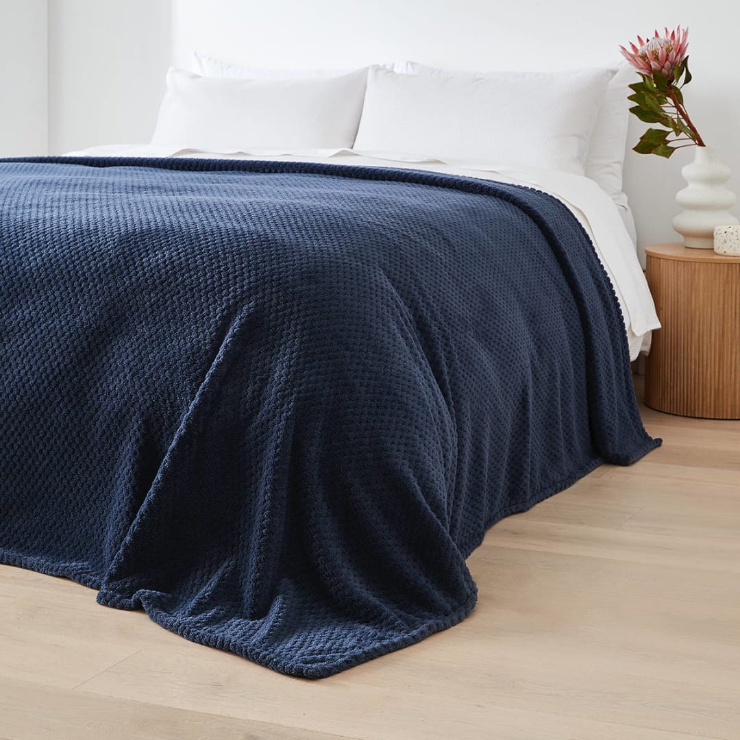 Coral Jacquard Blanket Double/Queen Bed, Blue Kmart