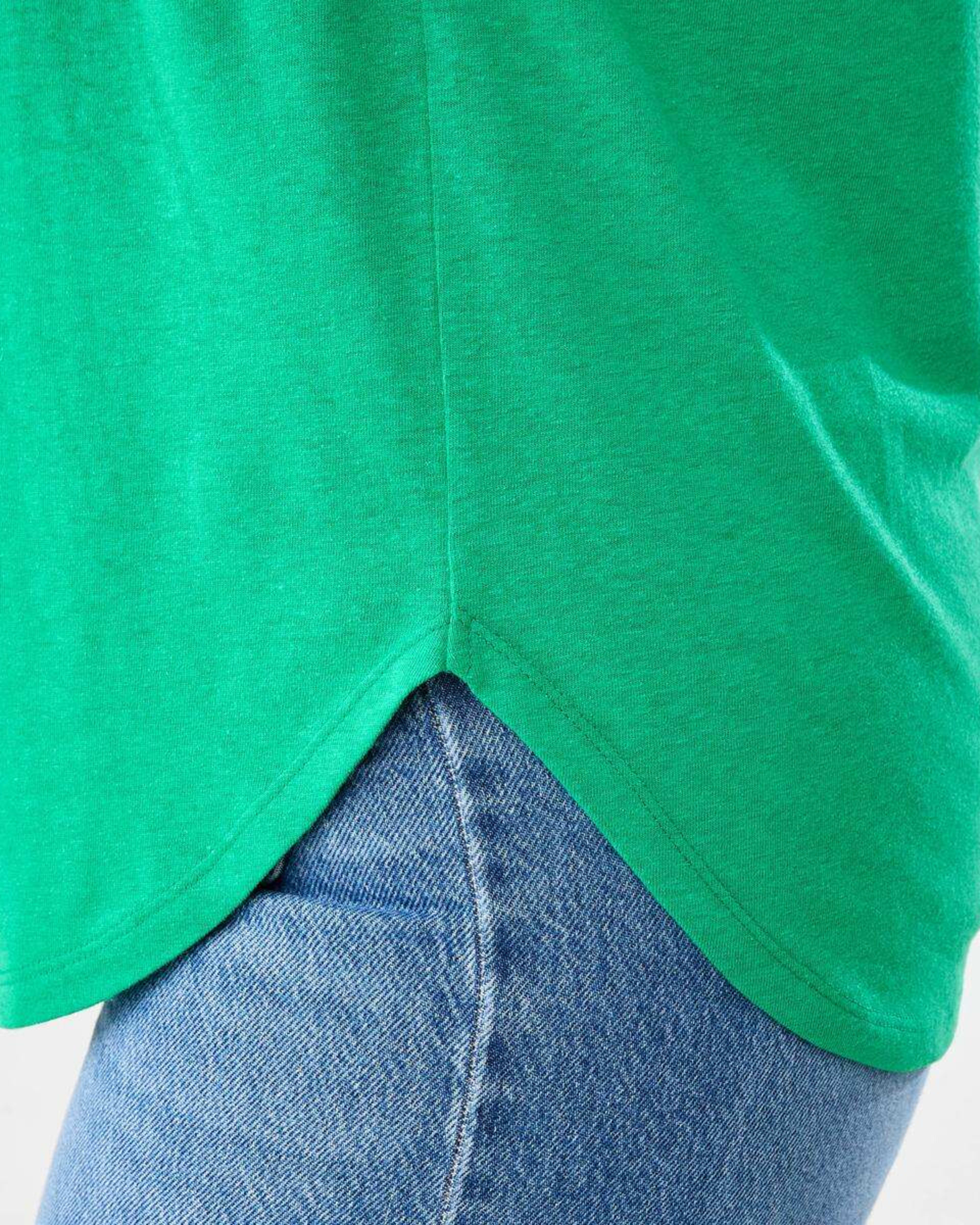 6 Short Sleeve Linen Blend Extended Sleeve Top SIMPLY GREEN, 6 of 6