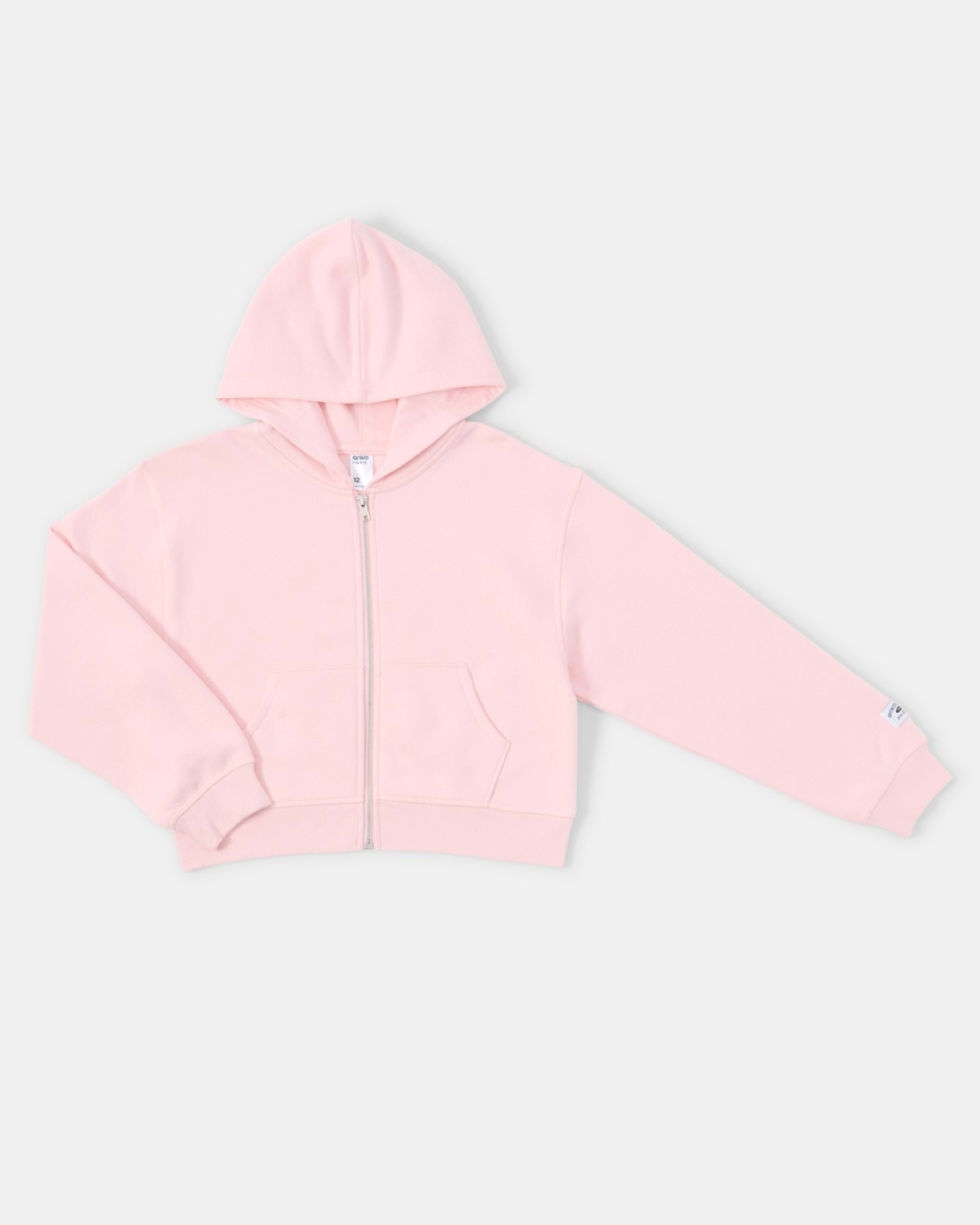 9 Cropped Zip Through Hoodie Pearl Pink, 9 of 10