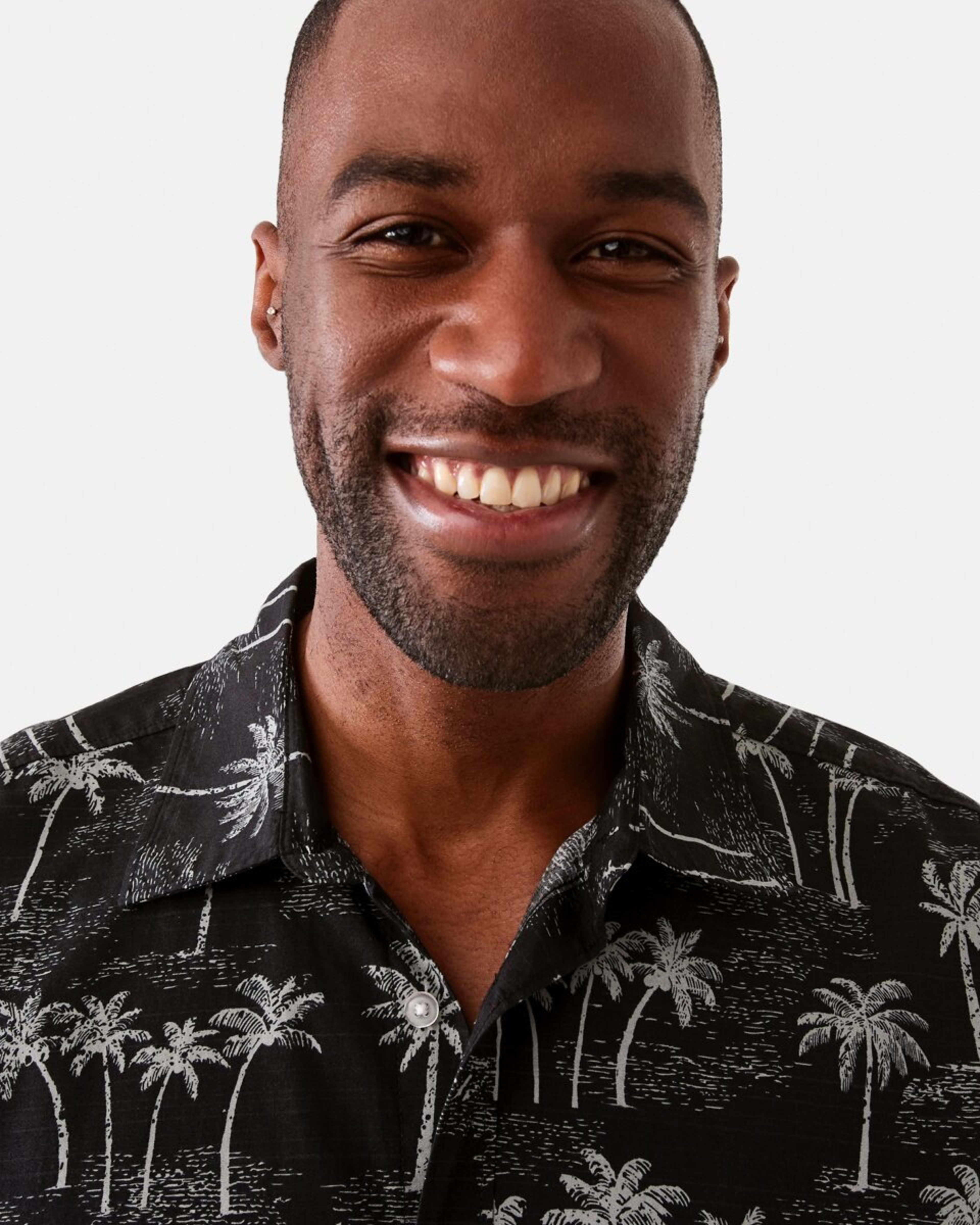 4 Short Sleeve Poplin Print Shirt Blk Palm, 4 of 6