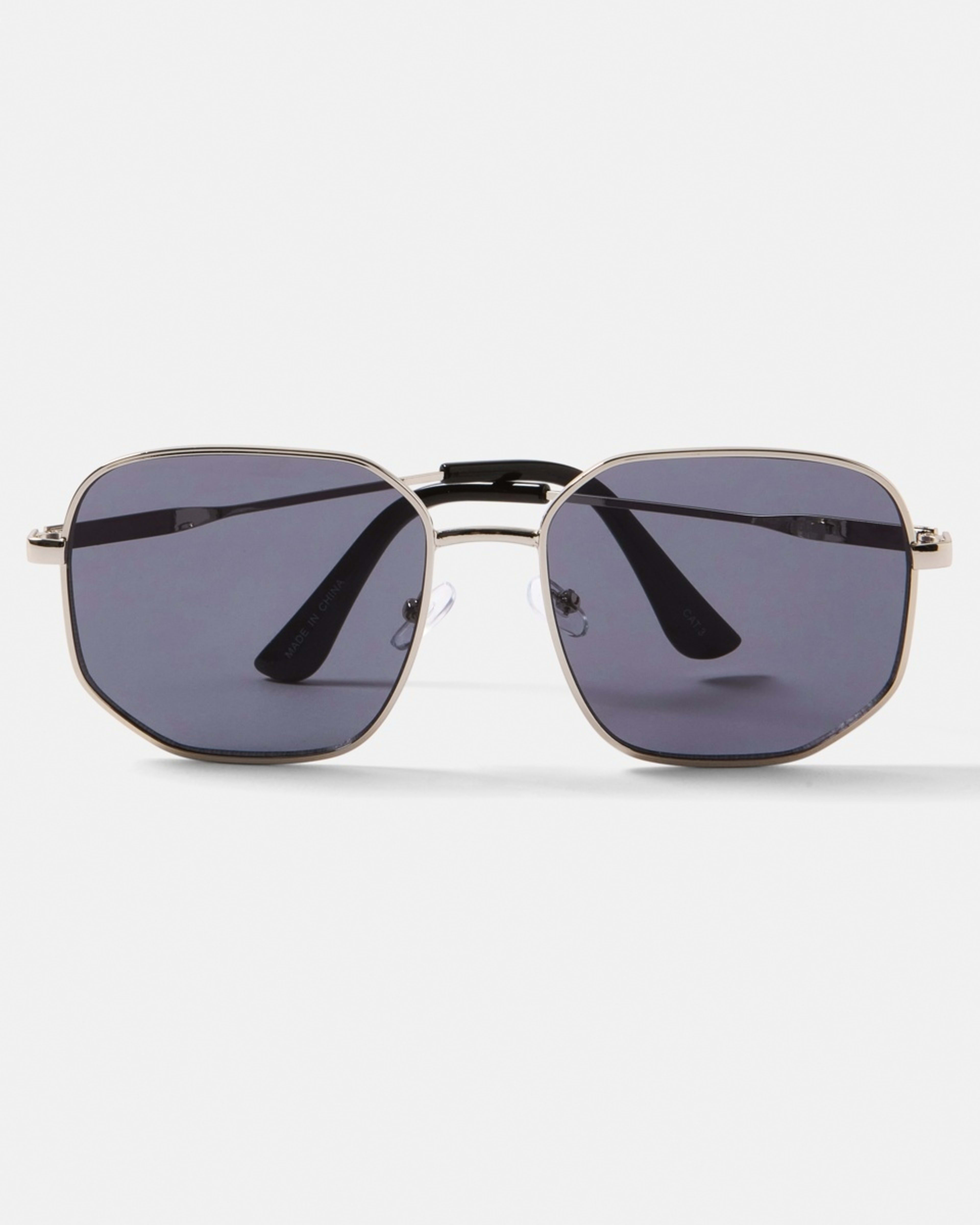 1 Metal Square Frame Sunglasses SILVER, 1 of 6