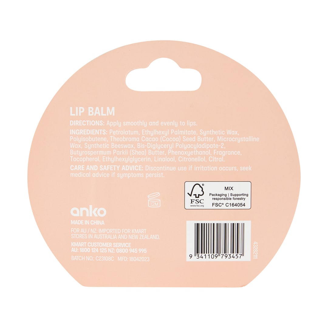 Lip Balm Strawberry Flavour and Shea Butter Kmart NZ