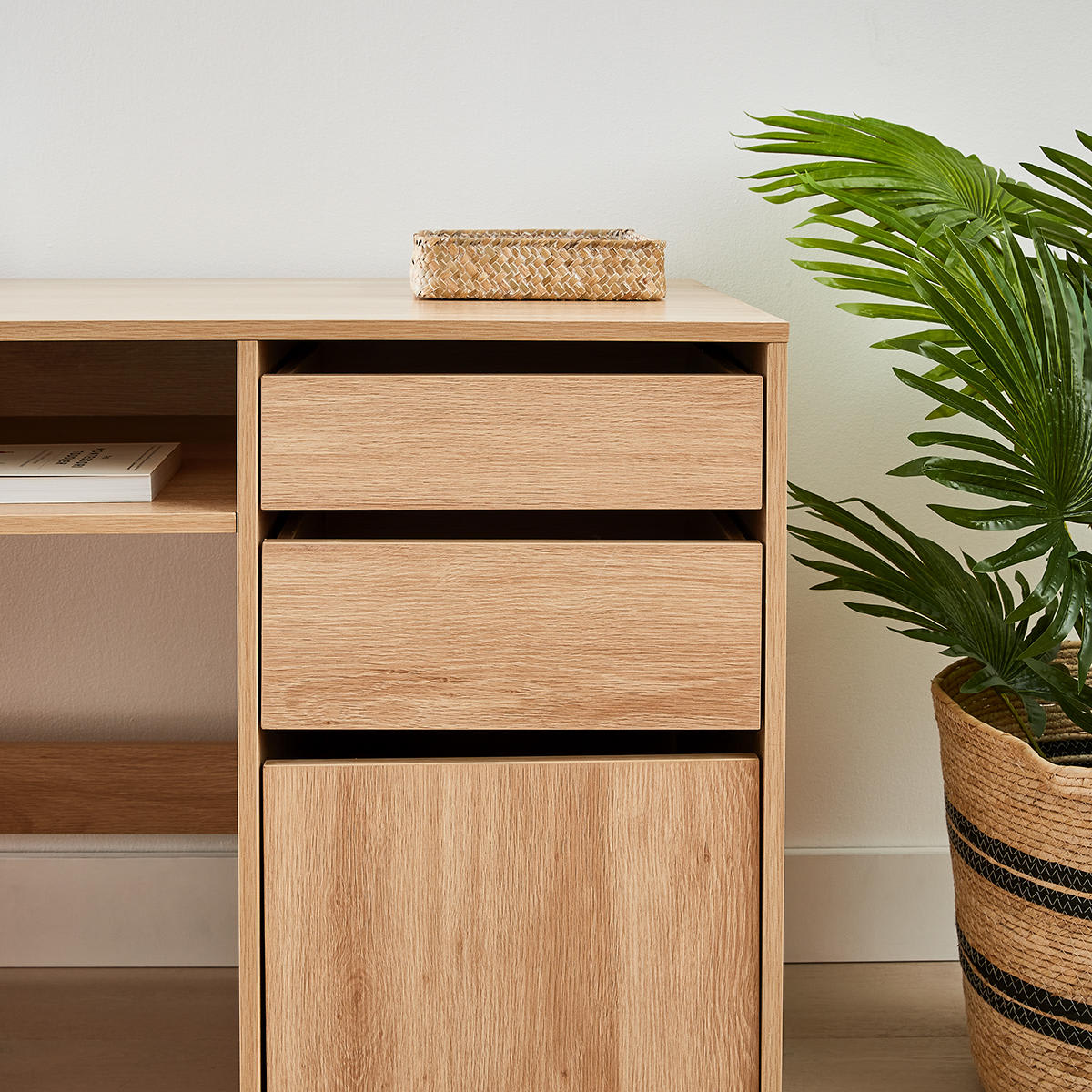 Oak Look Desk with Storage Kmart