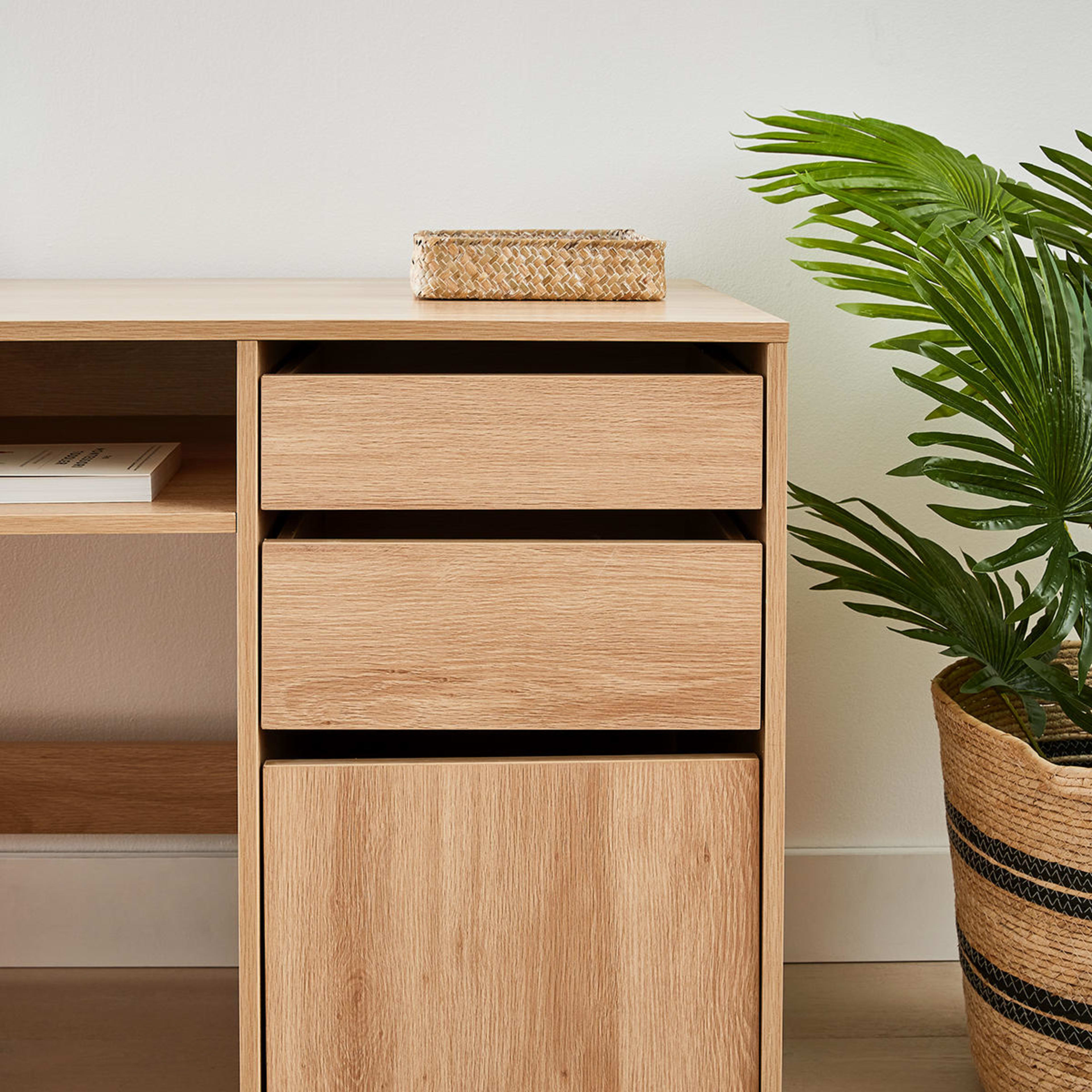 Oak Look Desk with Storage Kmart