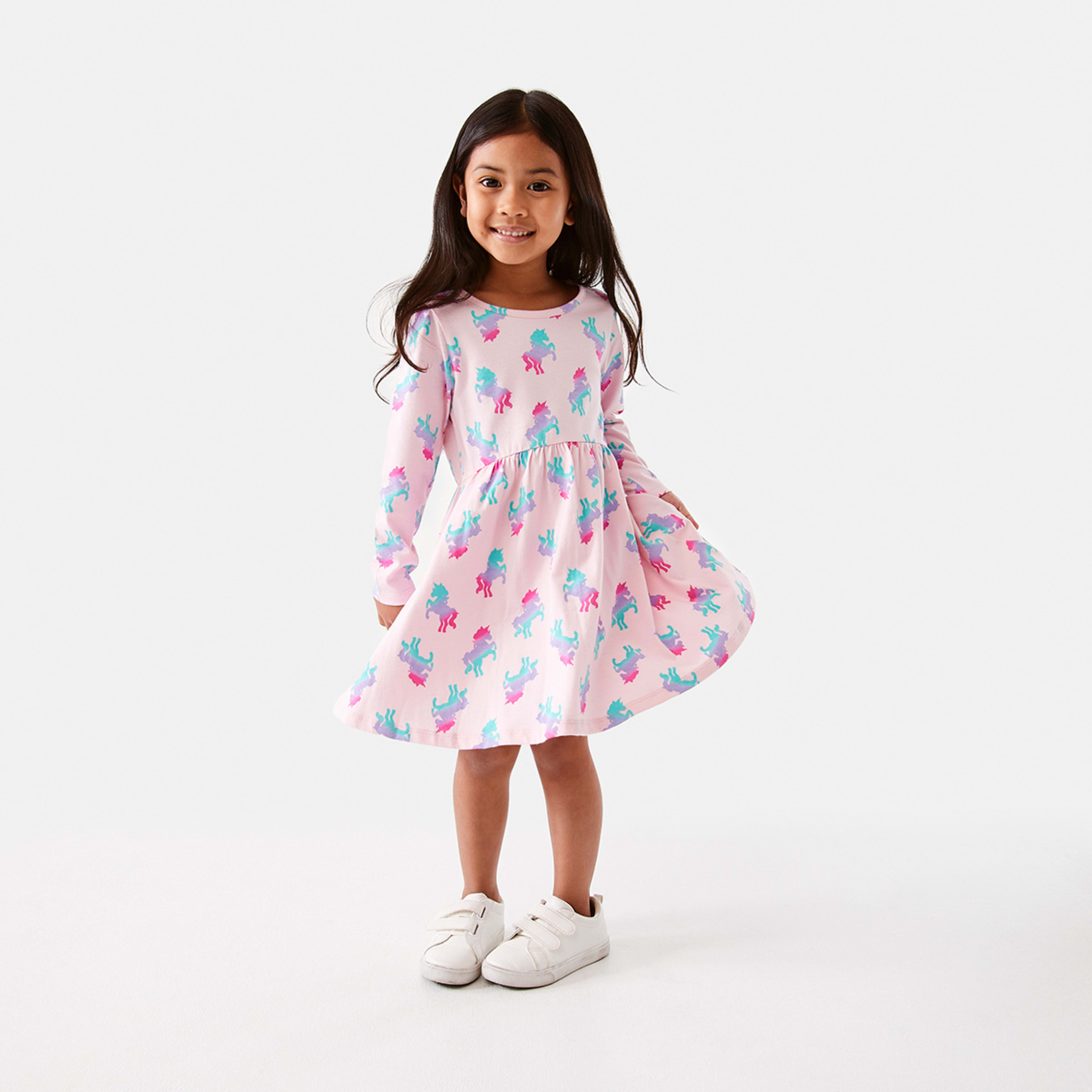 7 Long Sleeve Jersey Dress Unicorn, 7 of 10