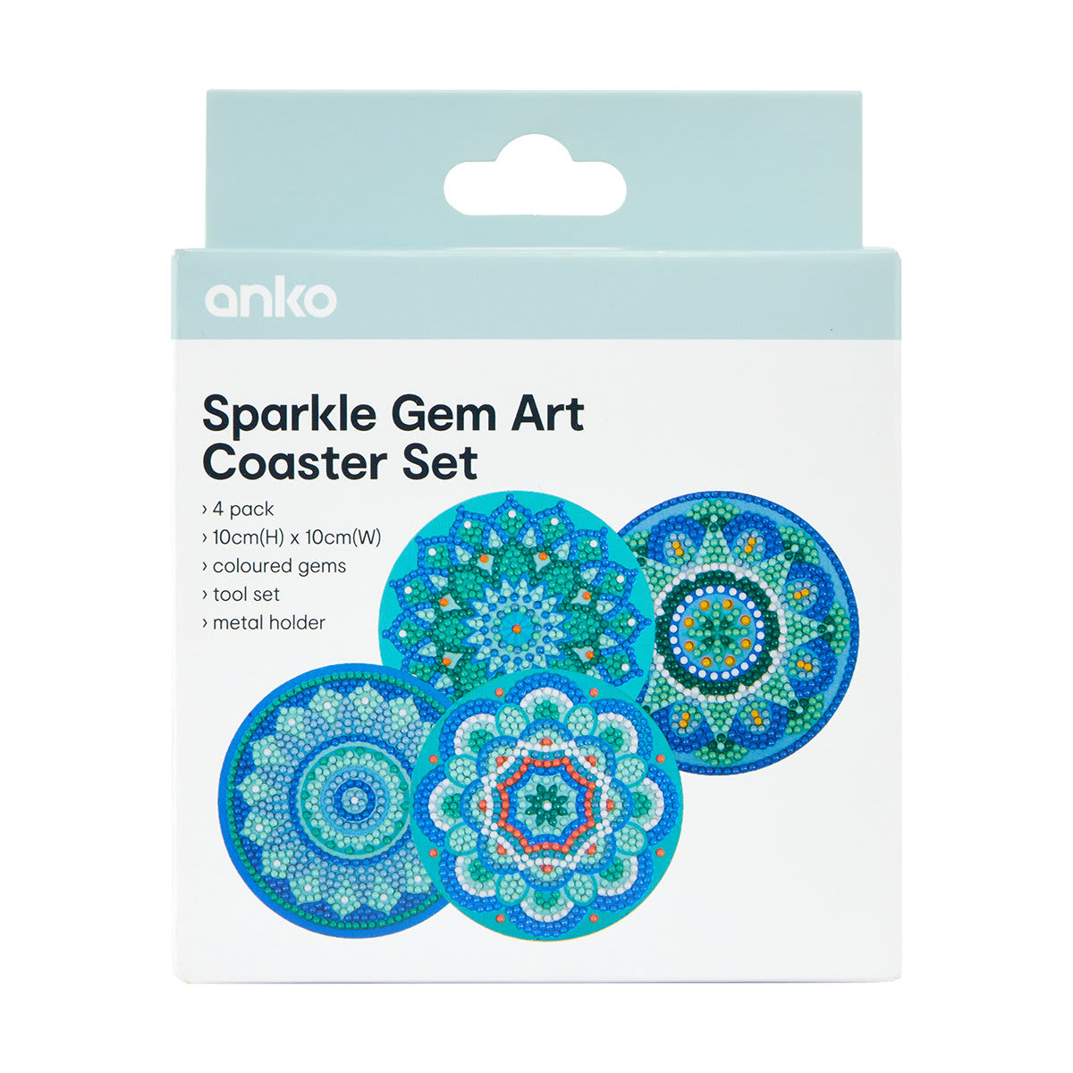 4 Pack Sparkle Gem Art Coaster Set Mandala Kmart