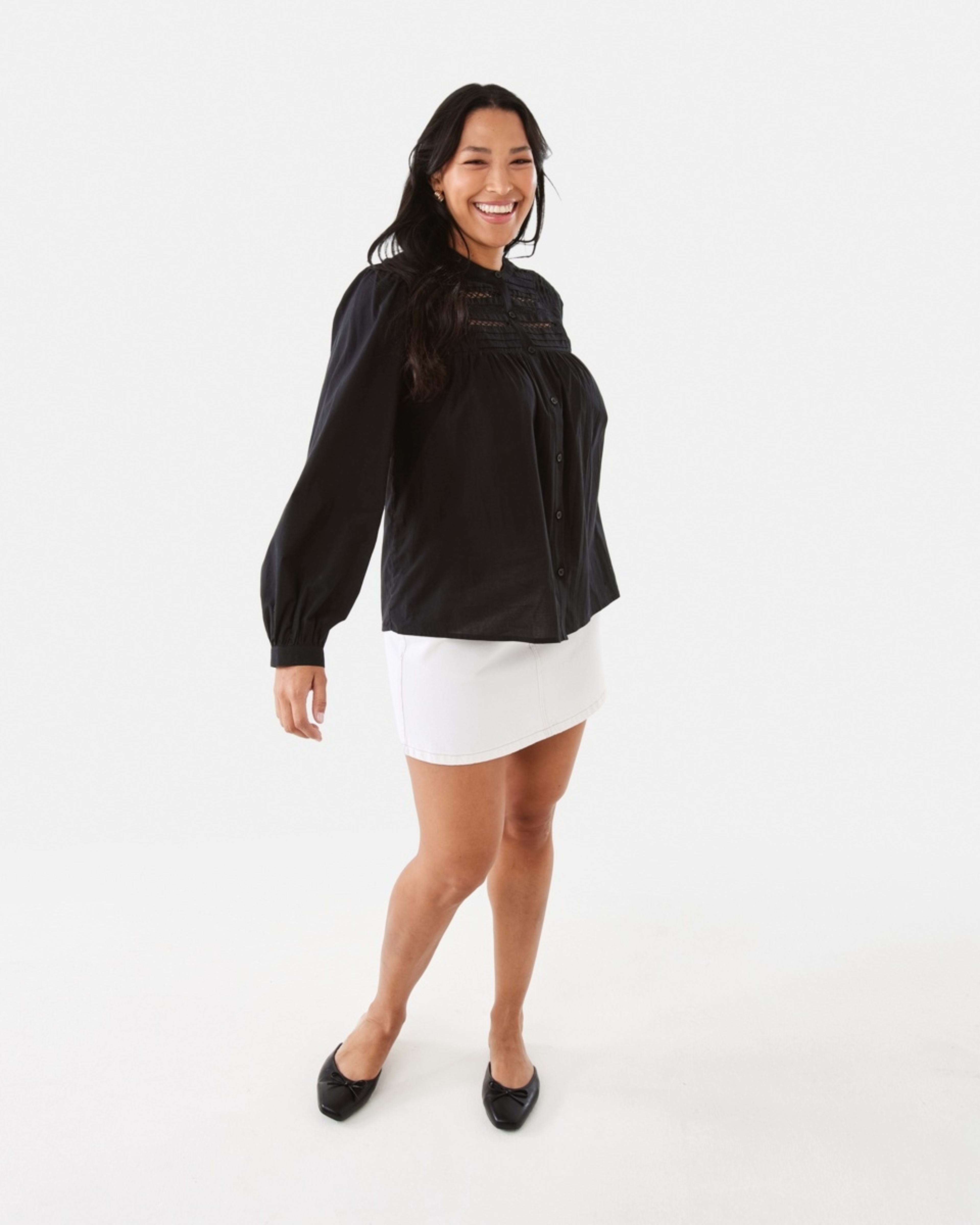 3 Denim A-line Mini Skirt Ecru, 3 of 9