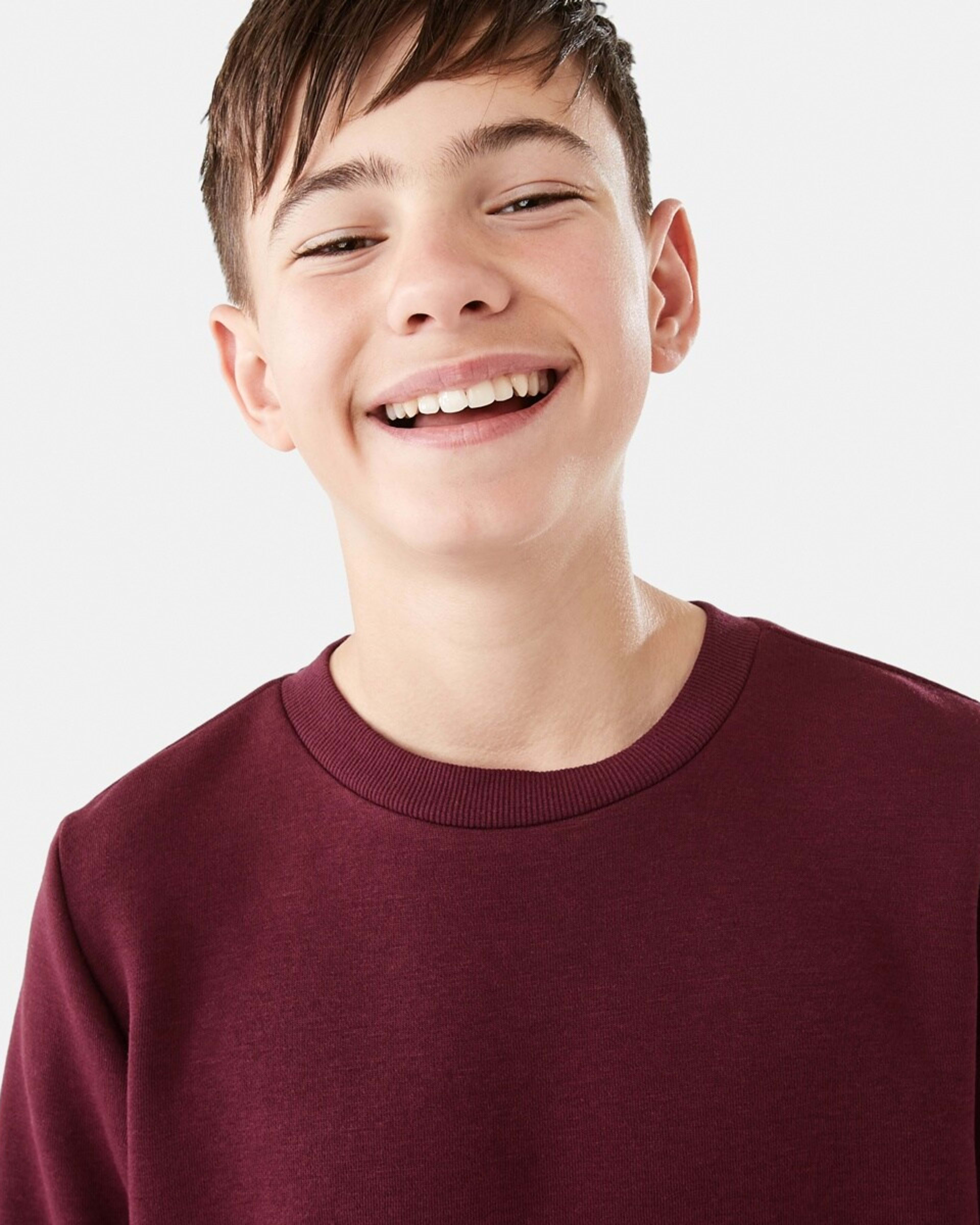 3 Basic Crew Sweatshirt Burgundy, 3 of 9