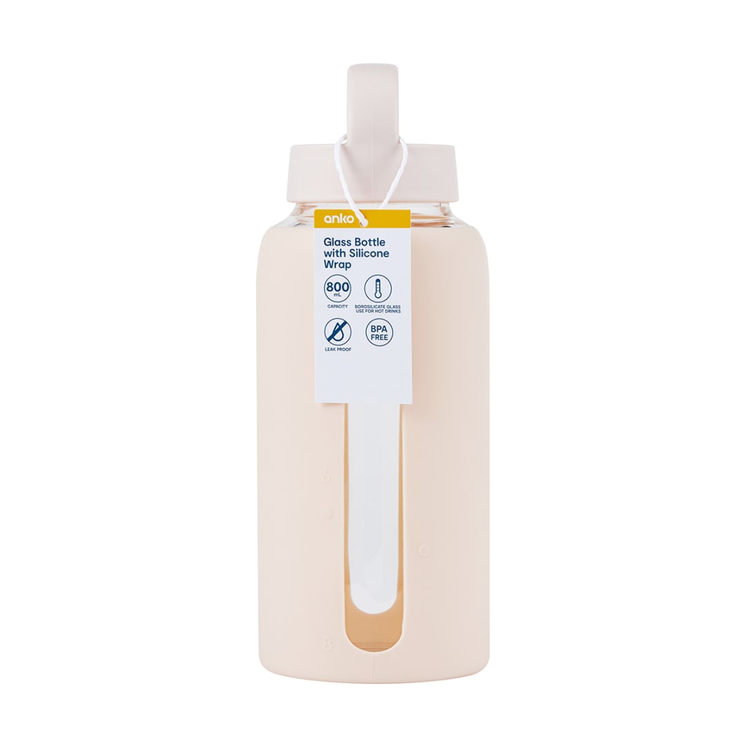 800ml Oatmeal Glass Bottle with Silicone Wrap Kmart
