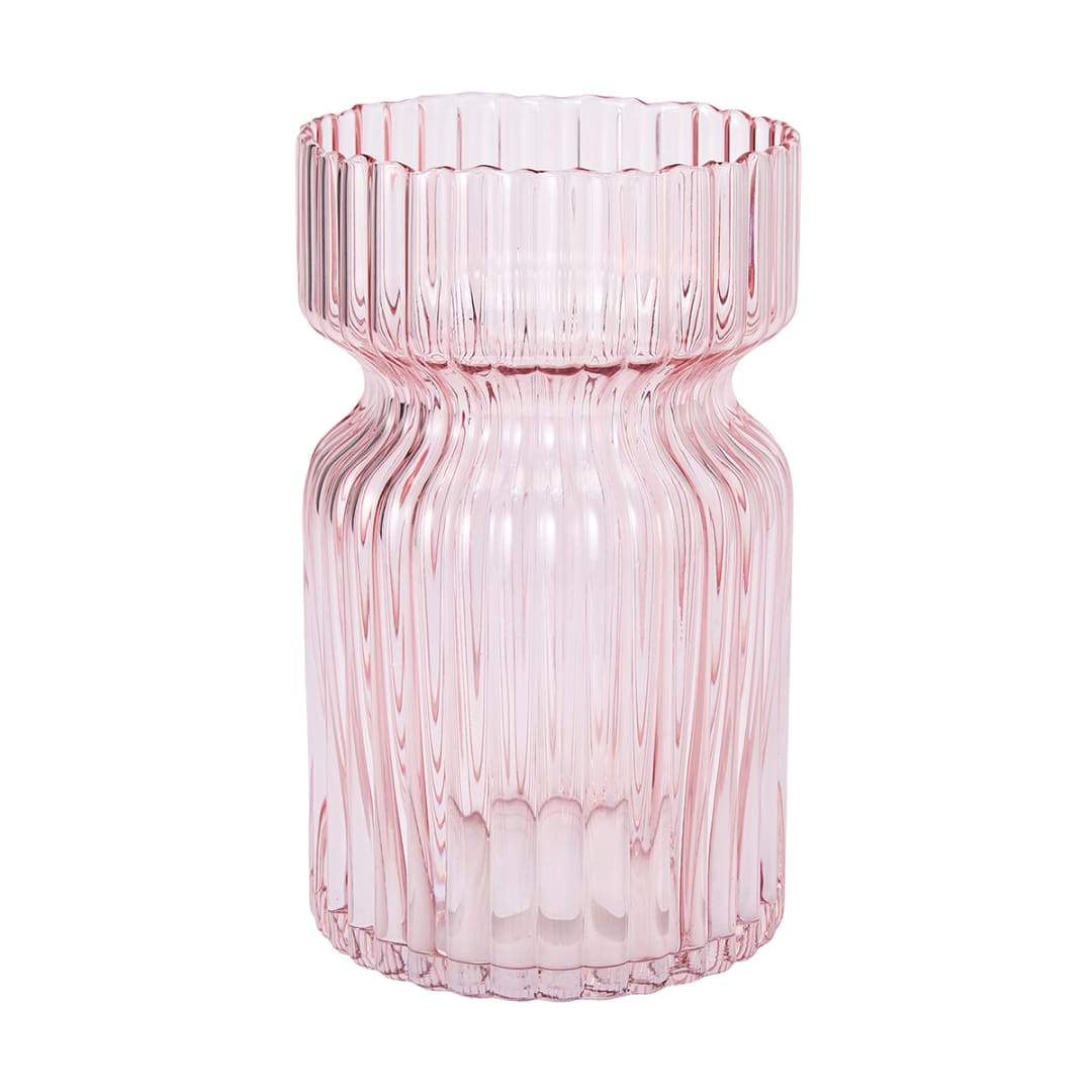 Small Pink Ribbed Vase Kmart