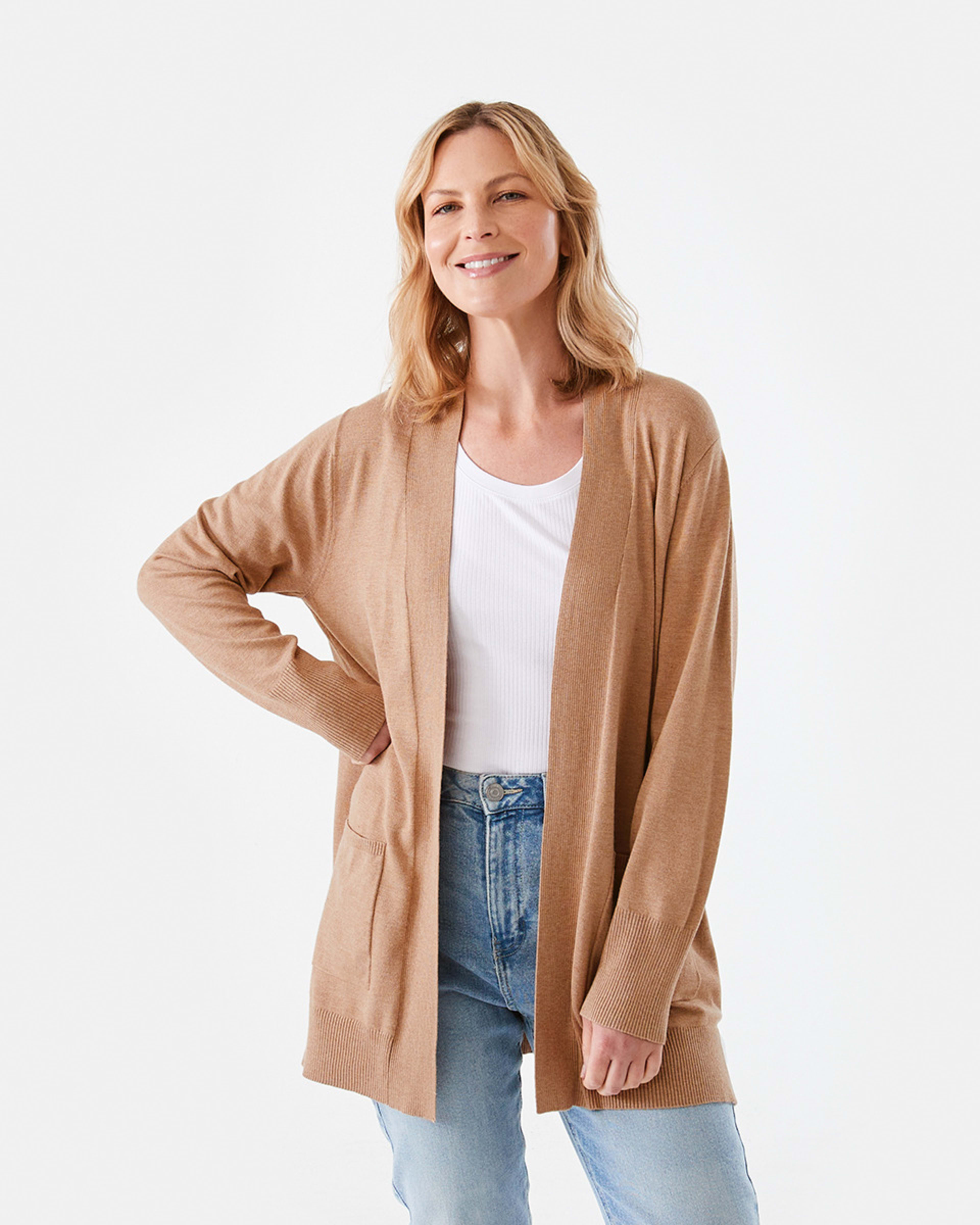 1 Edge to Edge Cardigan Sand Mrl, 1 of 6