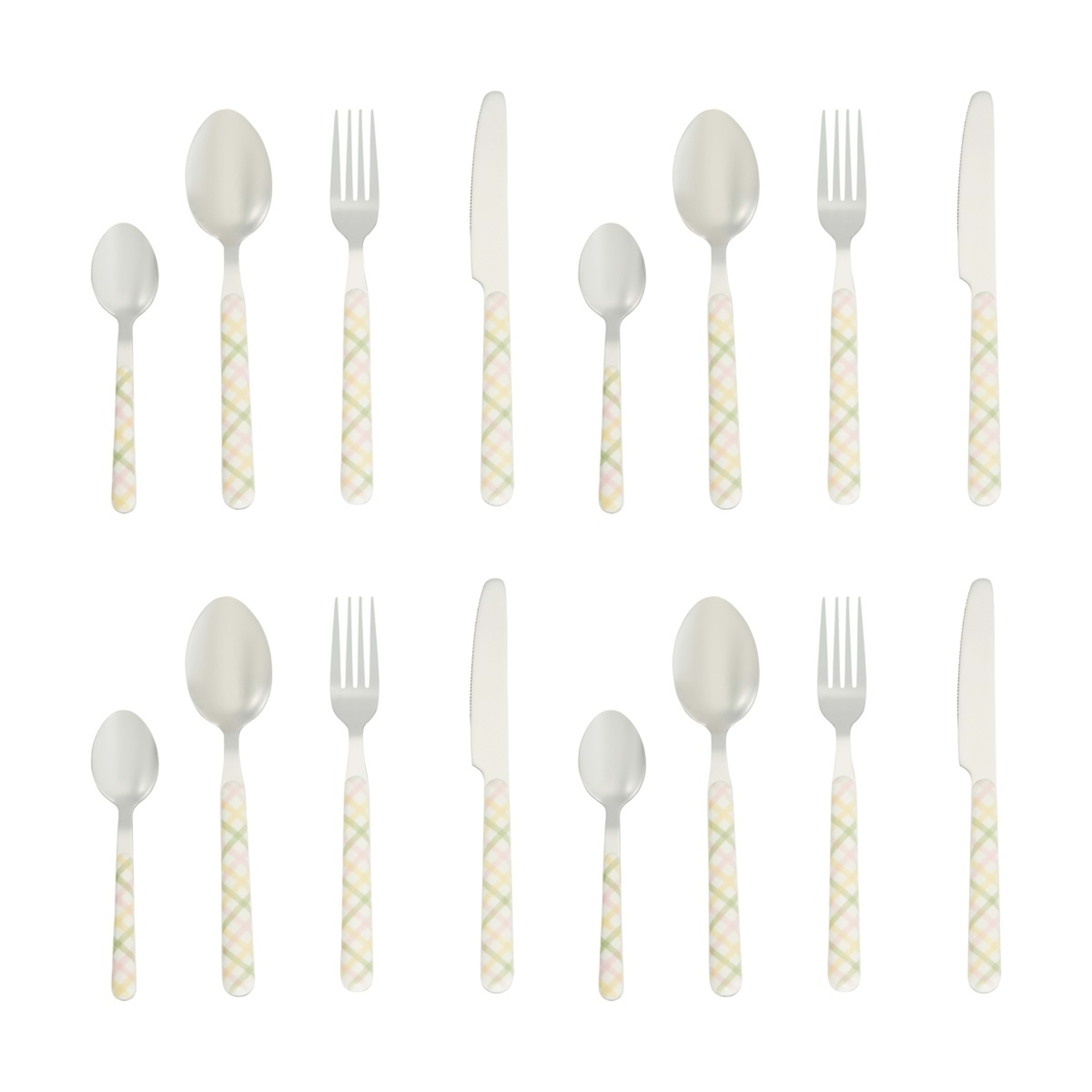 4 16 Piece Multi Check Cutlery Set, 4 of 5