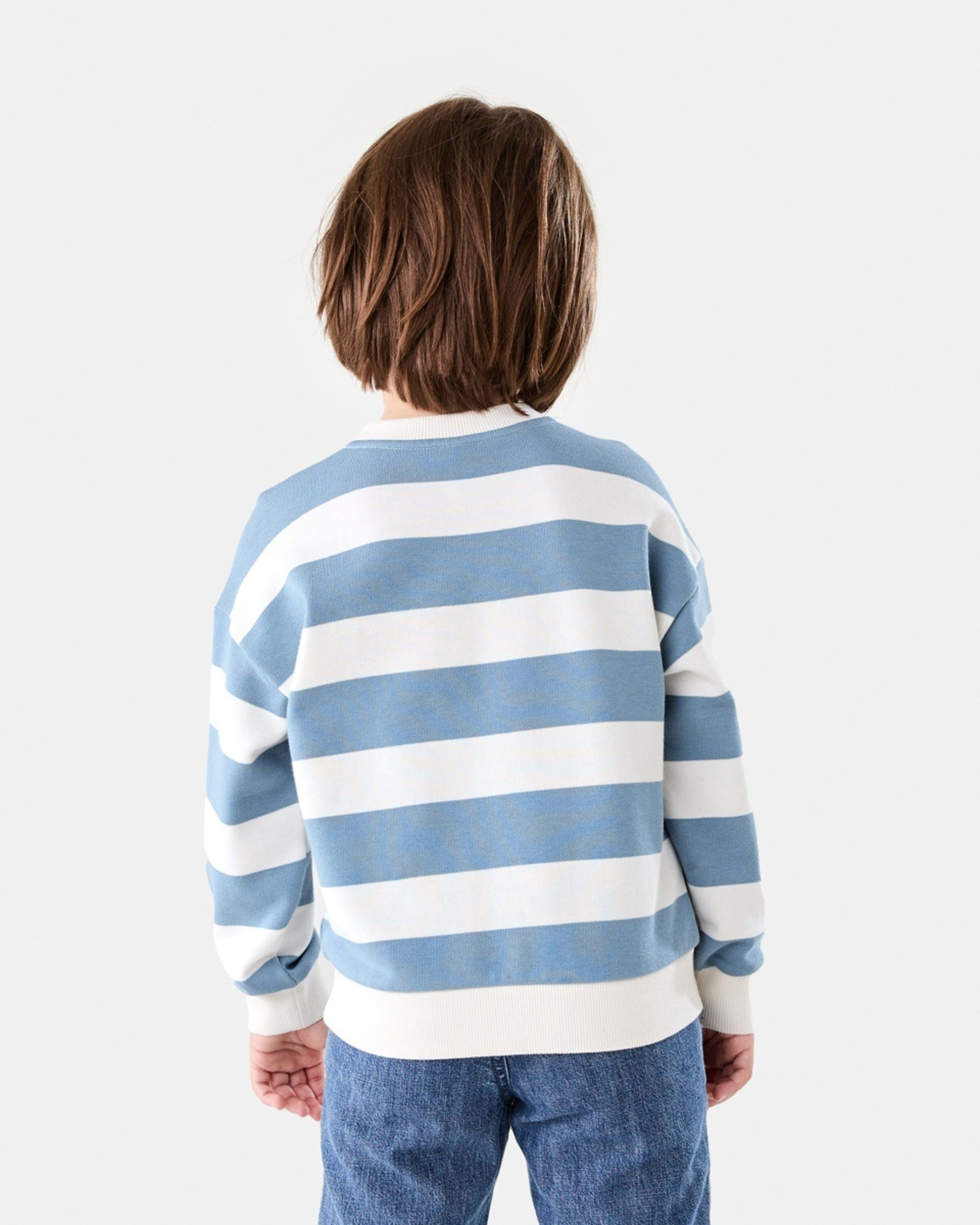 2 Stripe Oversized Crew Neck Sweatshirt Blu Stripe, 2 of 7