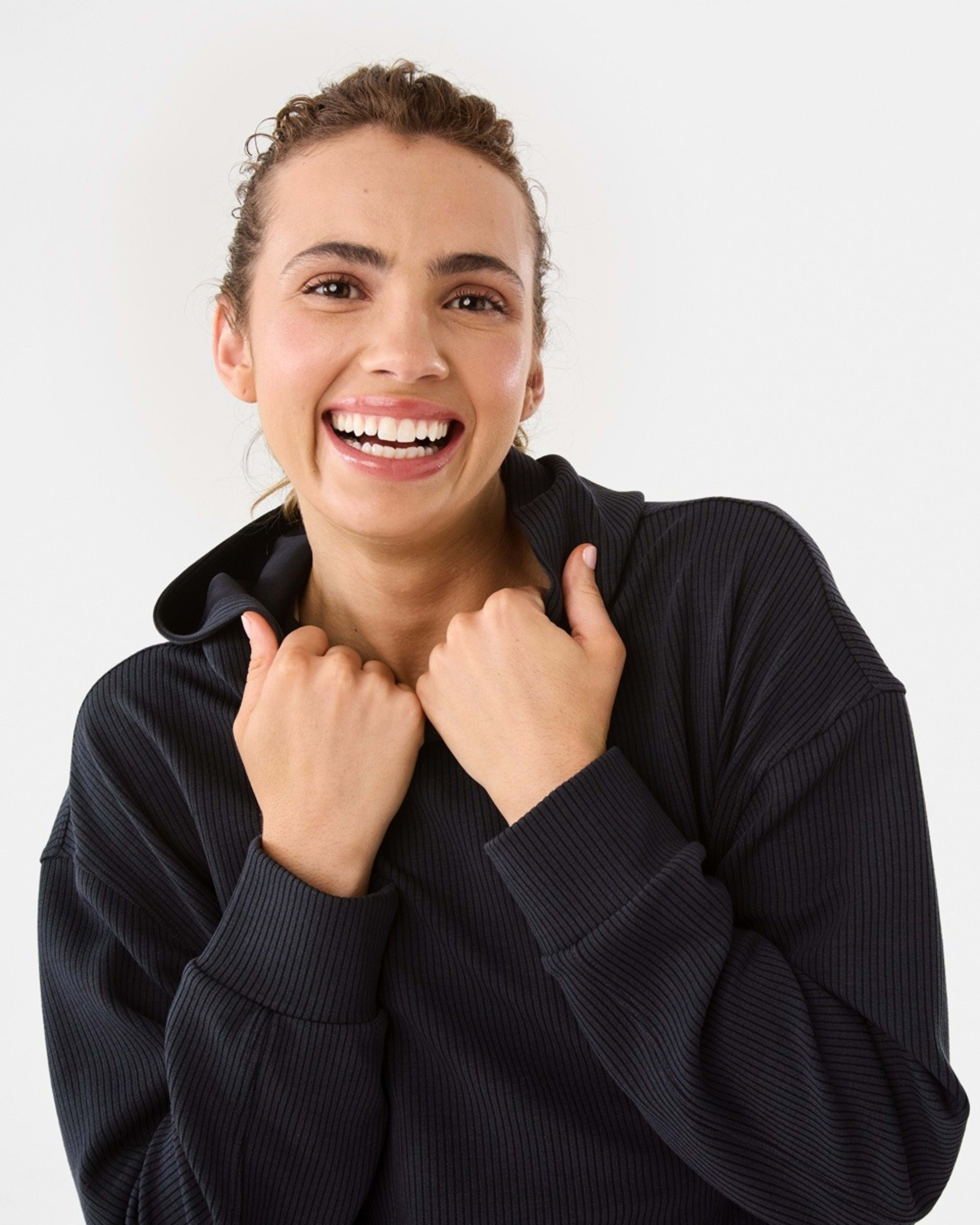 5 Active Womens Ribbed Scuba Hoodie WASHED BLACK, 5 of 6